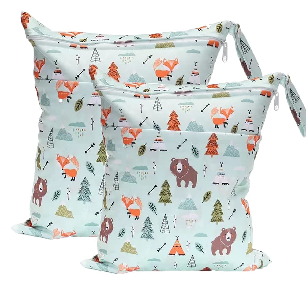 TRASUN Wetbag Kindergarten Nasstasche Windel Taschen Schwimmsachen Nassbeutel Nasse und Trocken Wickeltasche 2er Wasserdicht Waschbar Nassbeutel Organiser für Kleinkind Braunbär M Angebot bei HelloDeals
