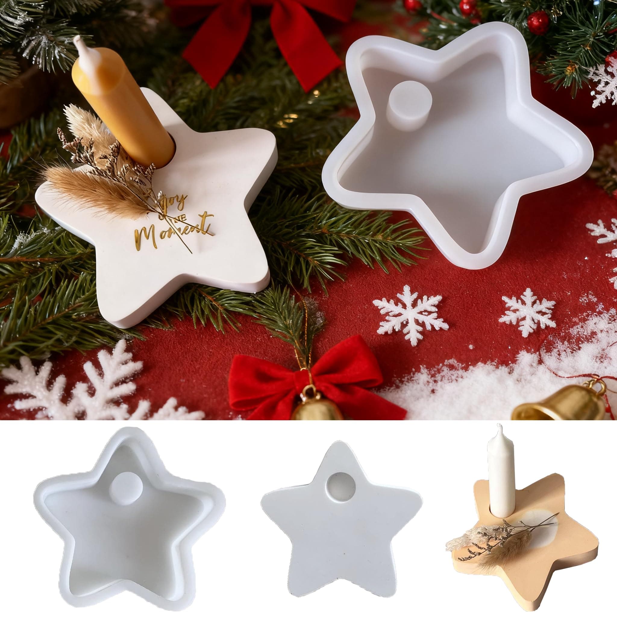 Stern Silikonformen für Kerzenhalter,Stabkerzenhalter Silikonform,Silikonform kerzenhalter,DIY Silikon kerzenformen SterneRund,Silikon Gießform kerzenhalter,Stabkerzenhalter Form für Weihnachten Stil-S Angebot bei HelloDeals