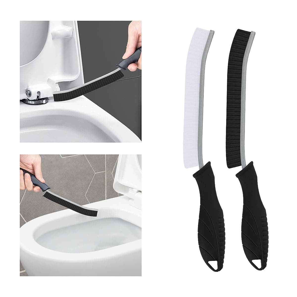 Reinigungsbürste - Fugenreinigungsbürste, Toilettenbürste, Hartborsten Eckenreinigungsbürste, Reinigungswerkzeuge Für Haushalt, Badezimmer, Küche, Waschbecken, Fugenmörtel (2, Schwarz) Schwarz 2 Angebot bei HelloDeals