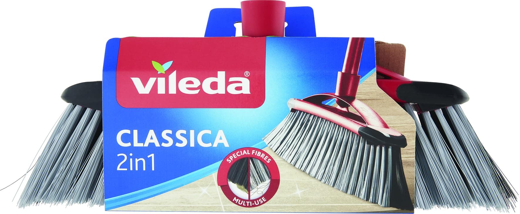 Vileda 2-in-1 Zimmer-Besen Classica - Ersatzkopf für Besen mit Stiel ideal für die Aufnahme von Staub und Haaren, Grau Grau 1 - Pack Angebot bei HelloDeals