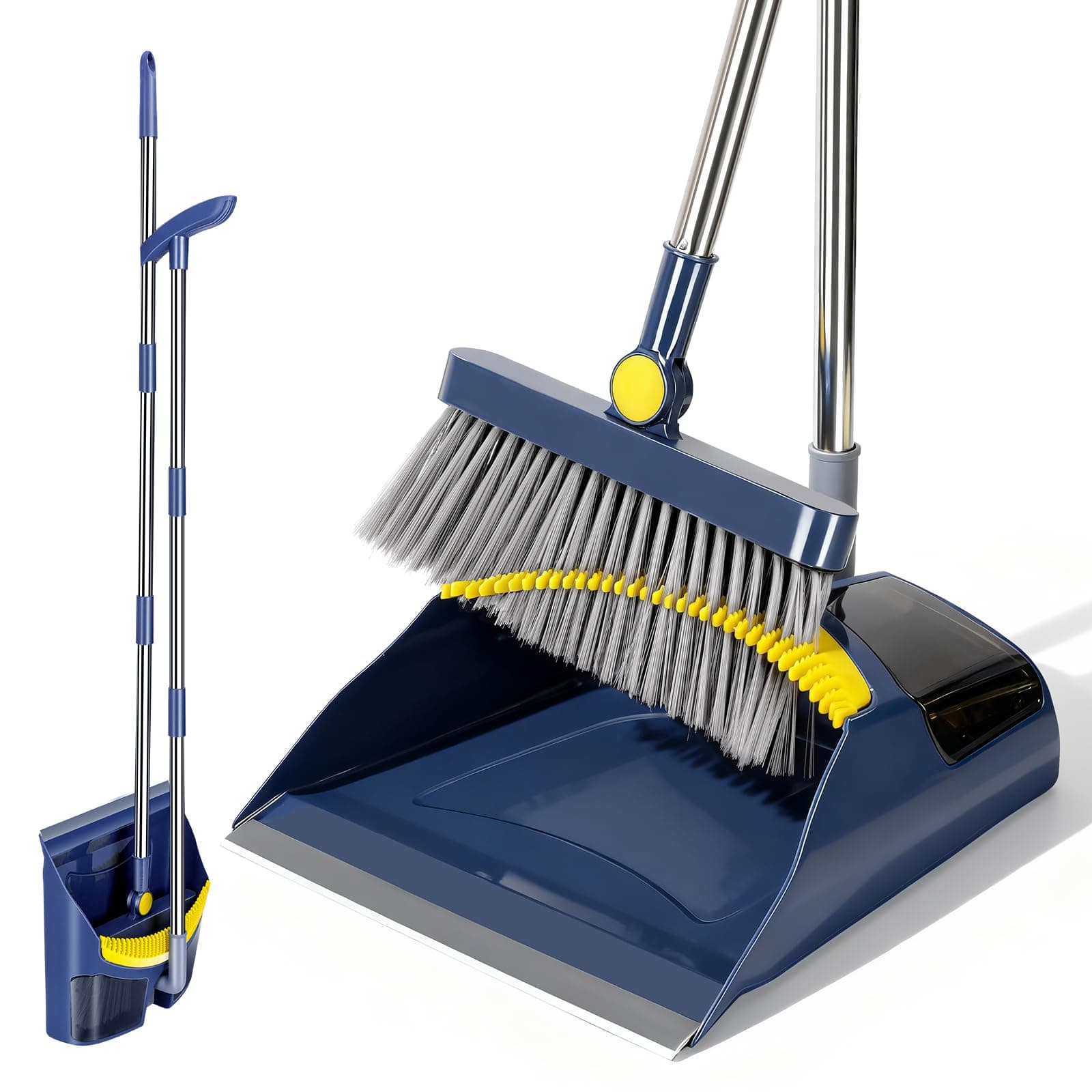 Besen und Kehrschaufel Set,Masthome Besen mit Stiel,Aufrecht Kehrschaufel mit Langem Stiel,Broom and Dustpan Set für Haushaltsreinigung Büro (Blau) Blau-kehrbesen Set Angebot bei HelloDeals