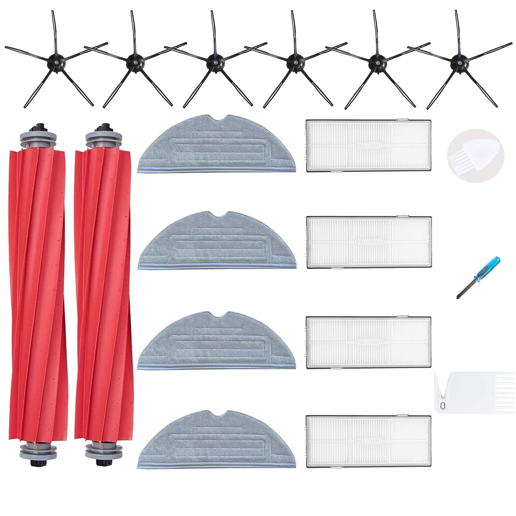 Loveco Zubehör Ersatz Kompatibel für Roborock S7 S7 Plus S7 MaxV S7 MaxV Ultra S7 Pro Ultra Roboter Staubsauger,2 Hauptbürste, 4 Filter,6 Seitenbürsten,4 Mopptüchern, 1 Bürstenreinigungswerkzeug S7 Kit Schwarz Seitenbürsten Angebot bei HelloDeals