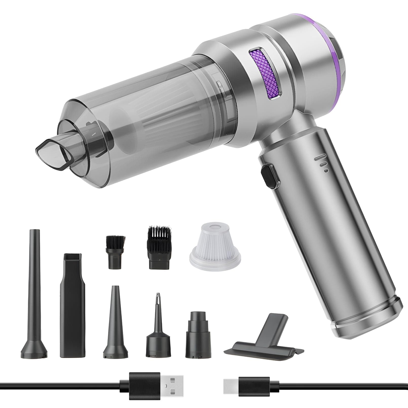 4-in-1 Kabelloser Handstaubsauger, Auto-Staubsauger, 22000PA Starke Saugkraft Mini-Staubsauger, Staubbläser – Für Zuhause und Auto geeignet Angebot bei HelloDeals