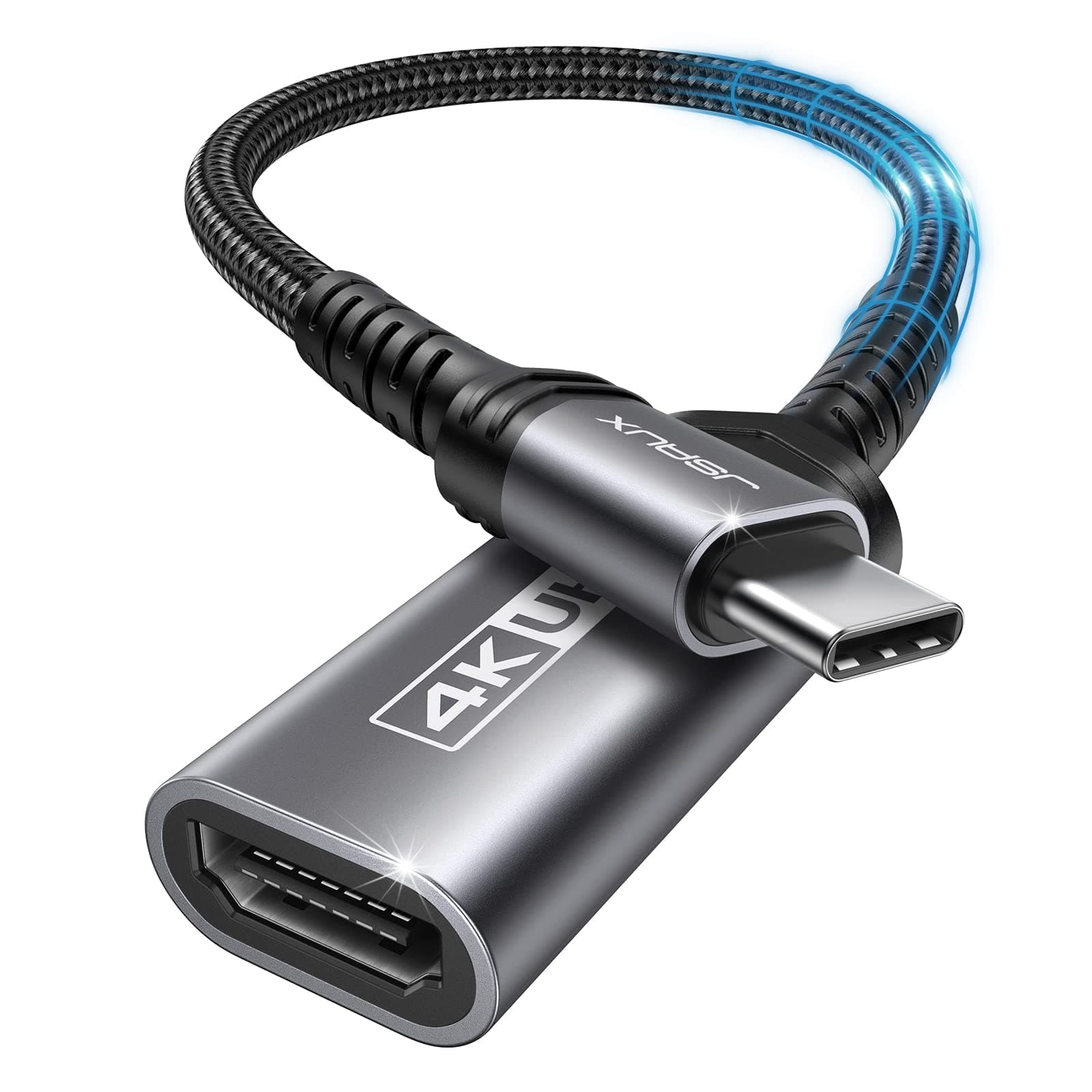 JSAUX USB C HDMI Adapter, 4K USB Type C für Thunderbolt 3 auf HDMI Adapter Kompatibel mit iPhone 17 Pro/16/15, MacBook Pro/Air, Dell XPS 15, Samsung Galaxy S24/S10/S9, Huawei P40, Surface Pro 7-Grau 1-Pack-Grau Angebot bei HelloDeals