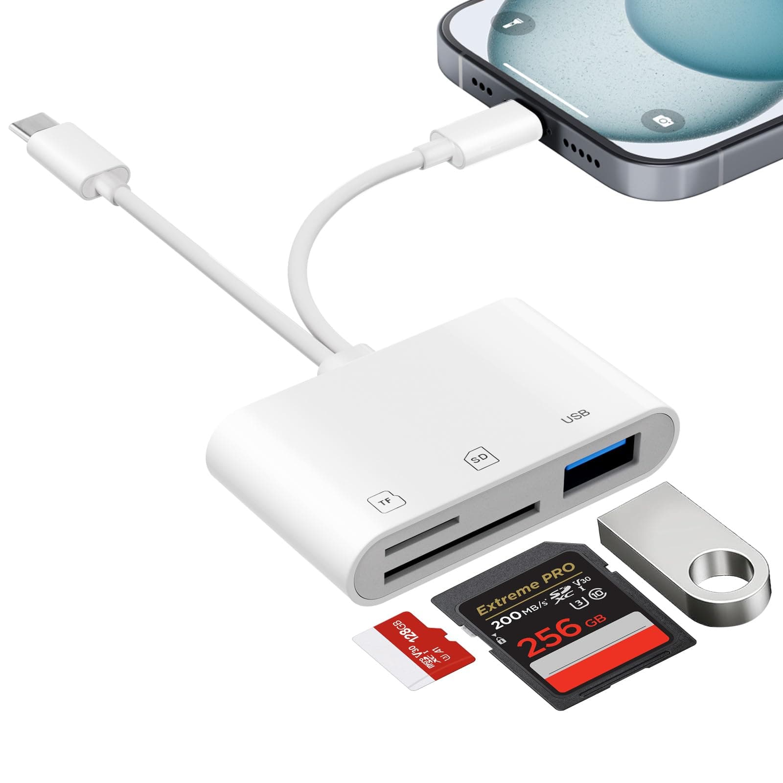 SD Kartenleser für iPhone iPad, Lightning+USB-C SD Card Reader für iPhone/iPad/Kamera, sd kartenleser USB C,Kartenlesegerät mit Micro SD/SD/USB OTG Adapter,Speicherkartenleser 3 in 1 SD Kartenleser iPhone & USB C Angebot bei HelloDeals