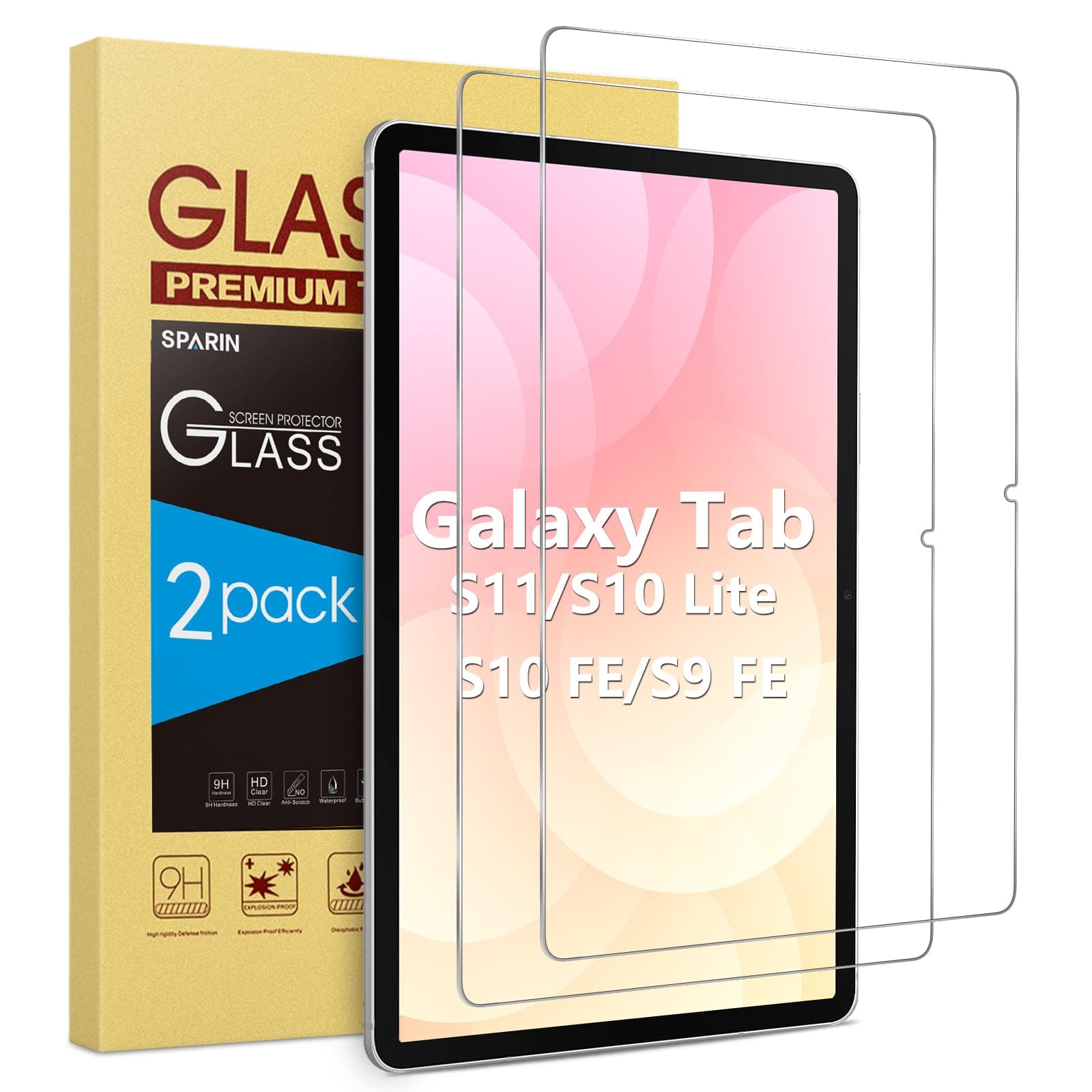 SPARIN für Samsung Galaxy Tab S10 Lite /S10 FE/S9 FE 10,9" und Galaxy Tab S11/S9/ S8 /S7 11" für Panzer Schutz Glas, Schutzfolie Displayschutzfolie mit 9H Härte, 2 Stück Angebot bei HelloDeals