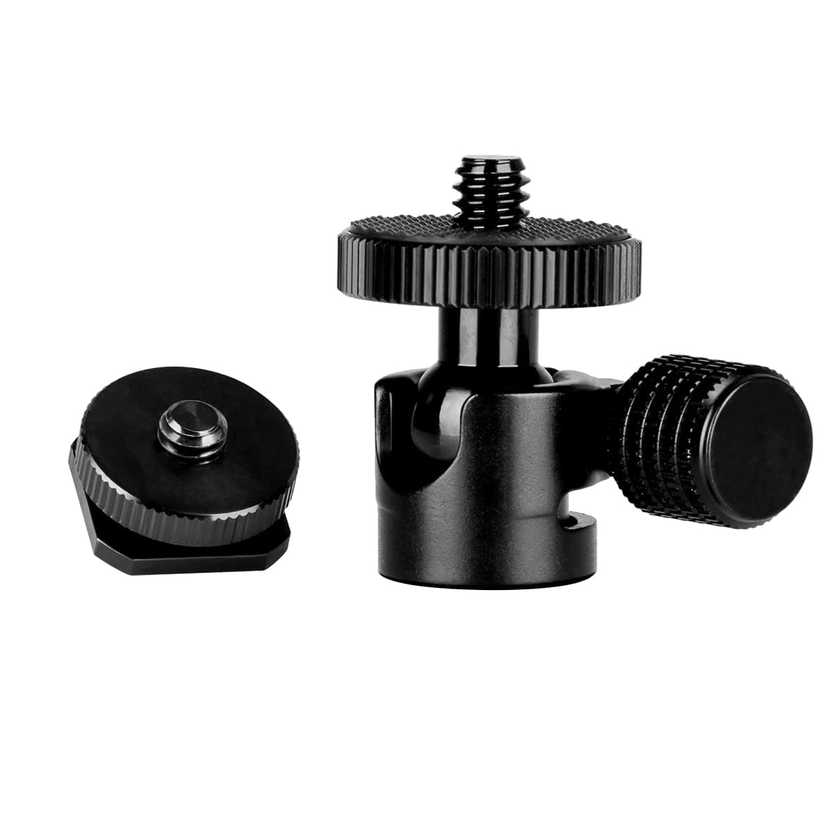 Koolehaoda Mini Kugelkopf Stativkopf mit 1/4" Cold Shoe Adapter für Kamera, Stativ, Monitor, Licht - (1/4" Kugelkopf) Schwarz Angebot bei HelloDeals