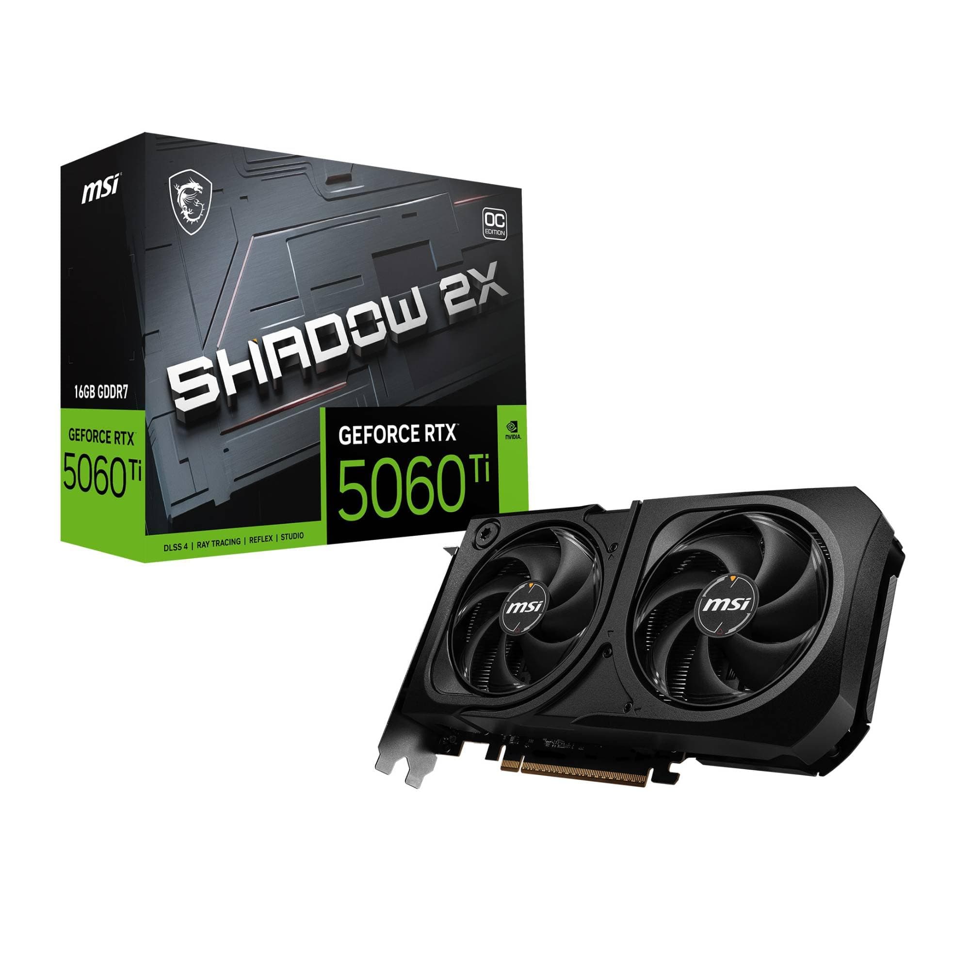 MSI GeForce RTX 5060 Ti 16G Shadow 2X OC Plus - 16GB GDDR7 (28Gbps/128-bit), PCIe 5, Boost: 2602 MHz, HDMI 2.1b, DisplayPort 2.1b, Metall Rückplatte Angebot bei HelloDeals