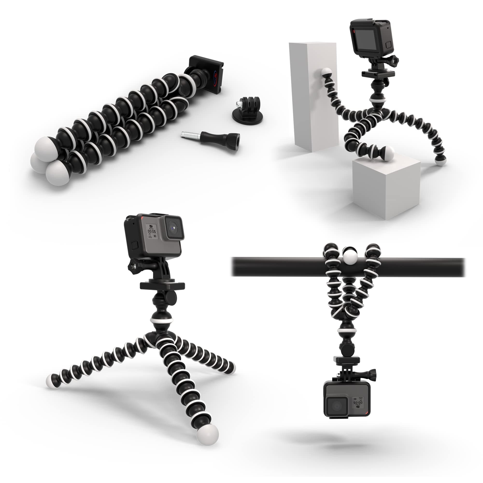 Digicharge Octopus 10'' Stativ Tripod für GoPro Lit Hero Hero13 13 Hero12 12 Max 2/DJI Osmo Action 5 4 / Insta360 One/Akaso Apexcam Gookam Fitfort Apeman Camkong Action Kamera Sport-Camcorder Angebot bei HelloDeals