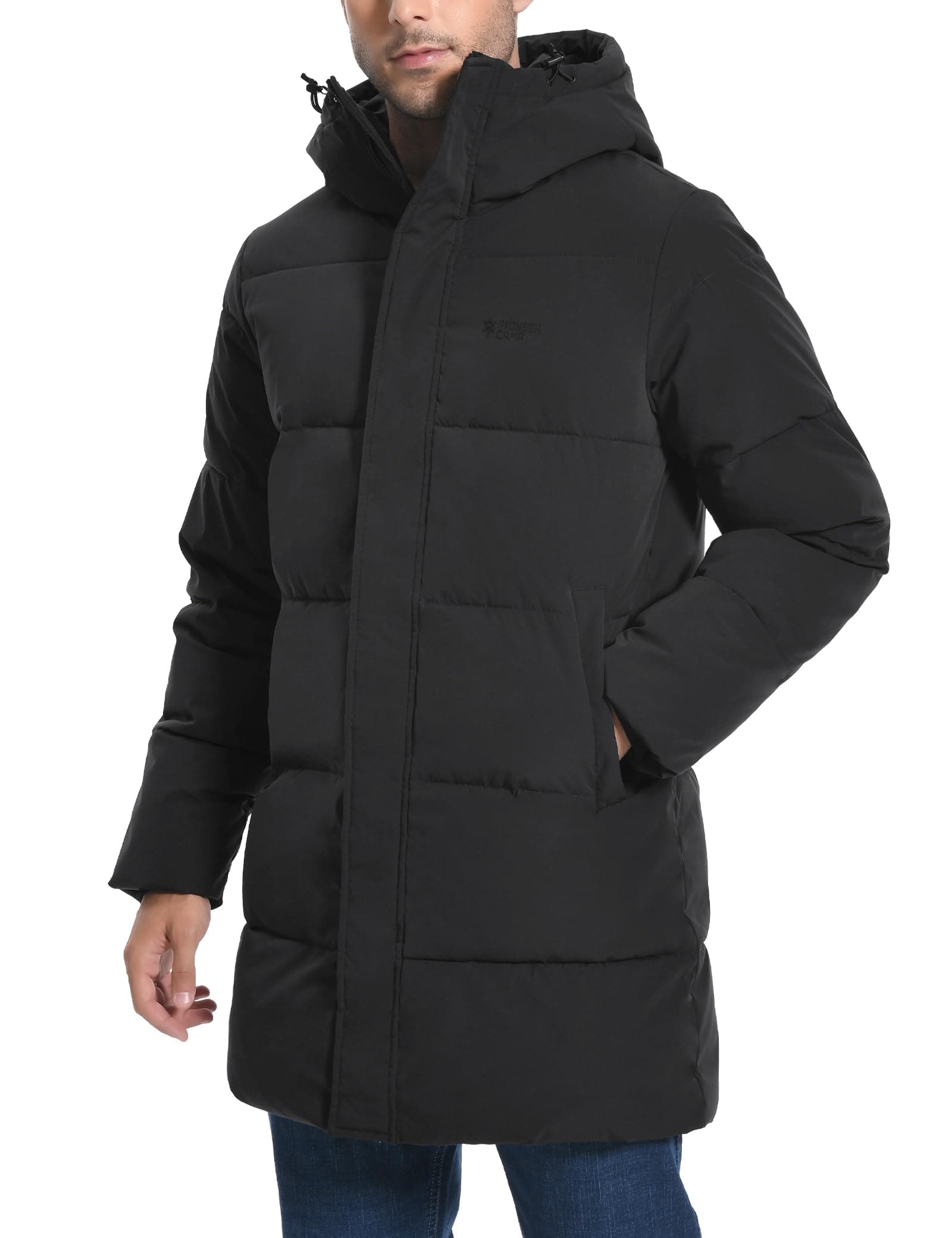 Pioneer Camp Herren Winterjacke Lang Winddicht Wasserdicht Warme Daunenjacke Winter Outdoor Parka Jacke mit Kapuze Schwarz XL Angebot bei HelloDeals