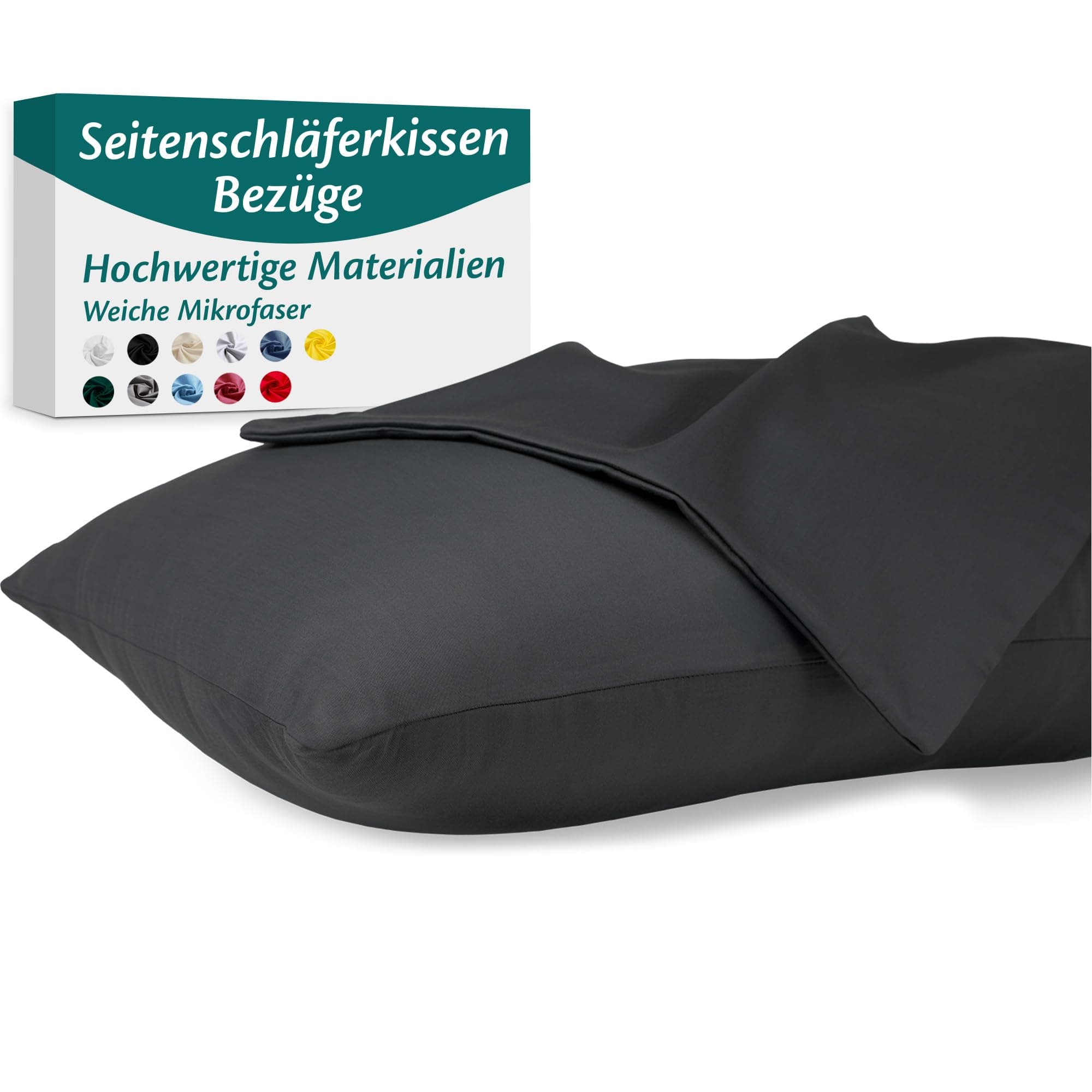 Seitenschläferkissen Bezug 40 x 145 – Mikrofaser Oeko-TEX Zertifiziert – Anthrazit – 2er Set Kissenbezug für Kissen 40x145 Weich & Atmungsaktiv – Kissenbezüge Hypoallergen und Waschbar 145 x 40 cm, 2 Stück Anthrazit Angebot bei HelloDeals