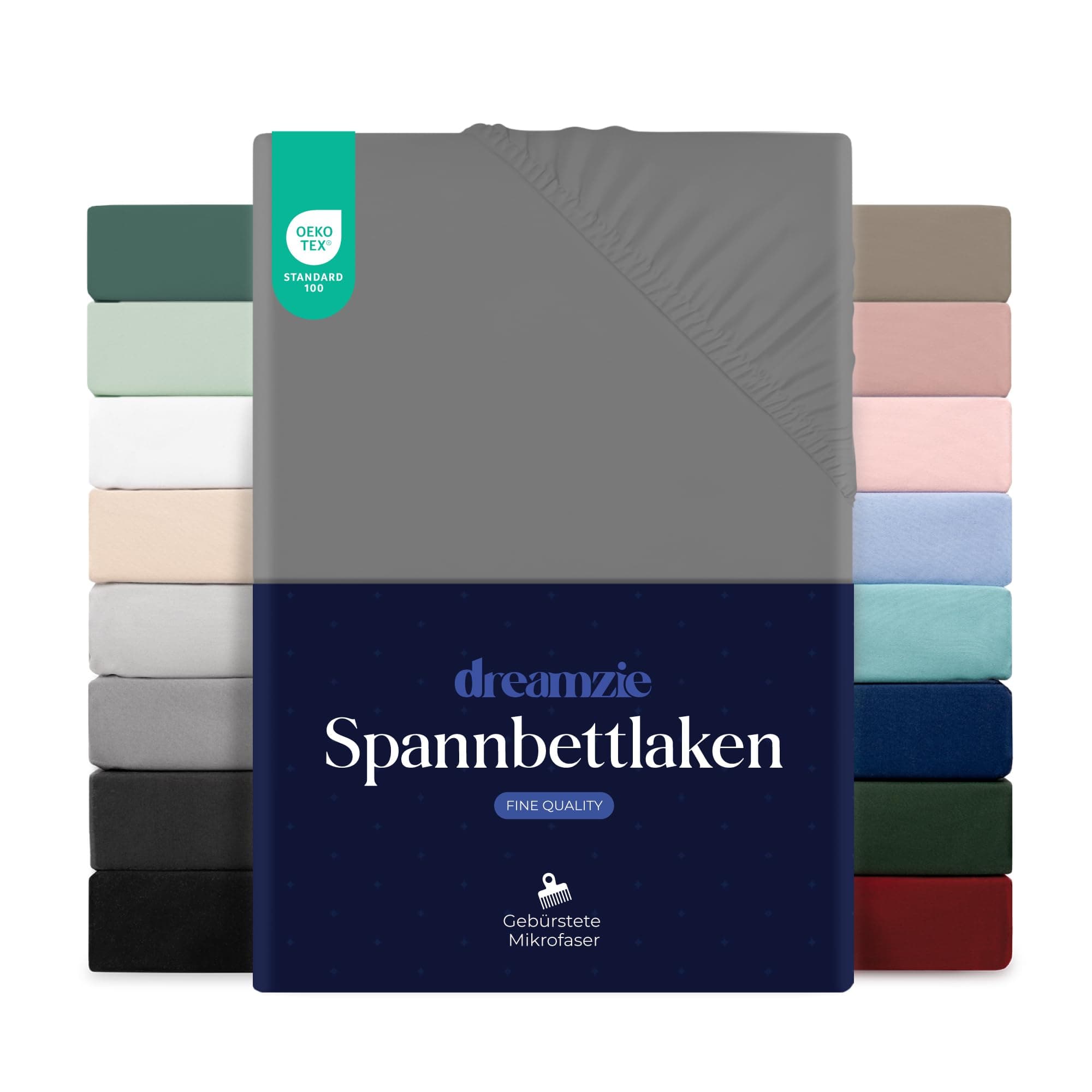 Dreamzie - Spannbettlaken 180x200cm | Mikrofaser Weich – Für Dicke Matratzen – Oeko-Tex | Komfort, Atmungsaktivität, Pflegeleicht – Anthrazit 180 x 200 cm Anthrazit Angebot bei HelloDeals