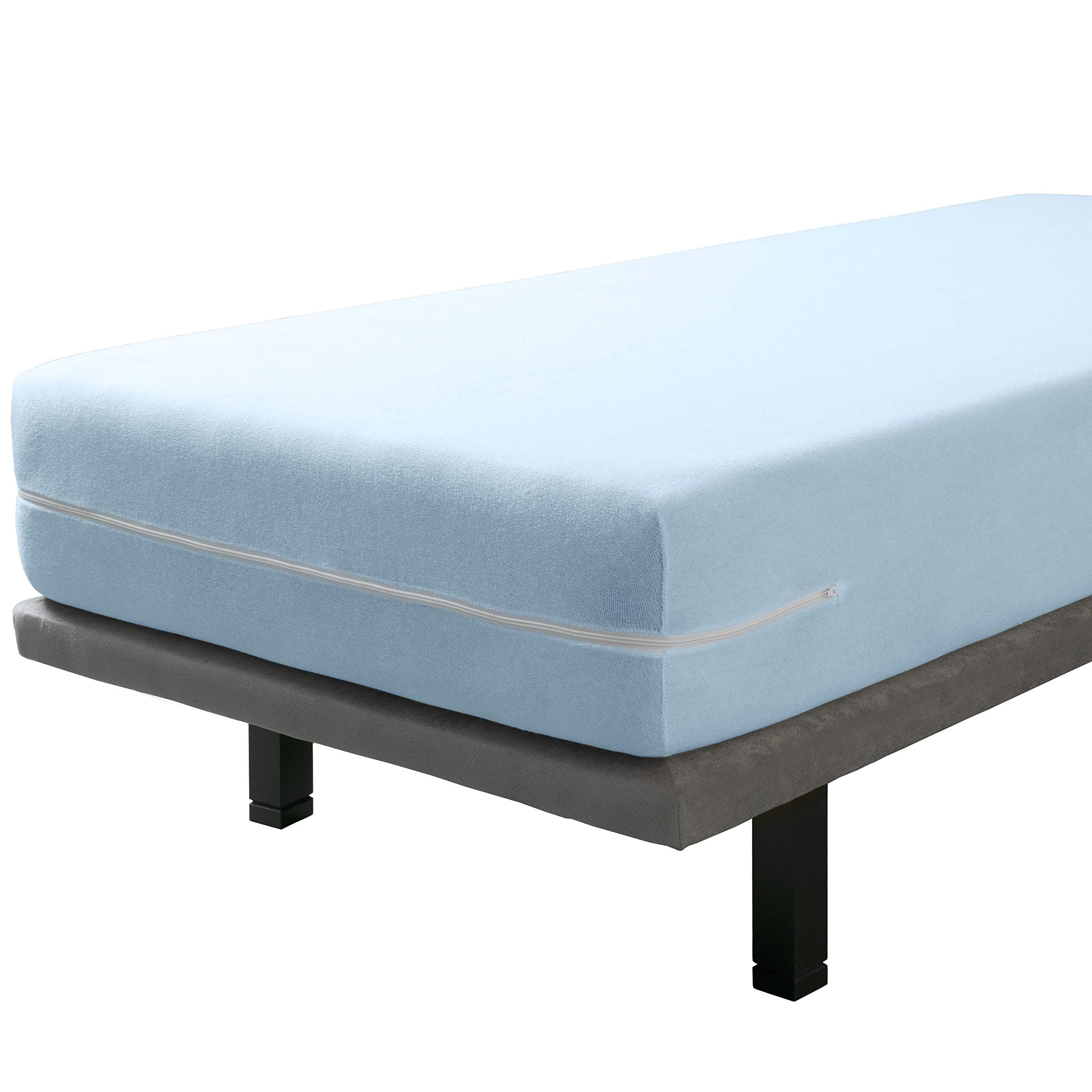 Savel - Matratzenbezug 90x190/200 cm | Verstellbare | Atmungsaktive | Matratzenhülle mit Reißverschluss | Oeko-TEX Zertifiziert - Blau 90x190/200cm Blau Angebot bei HelloDeals