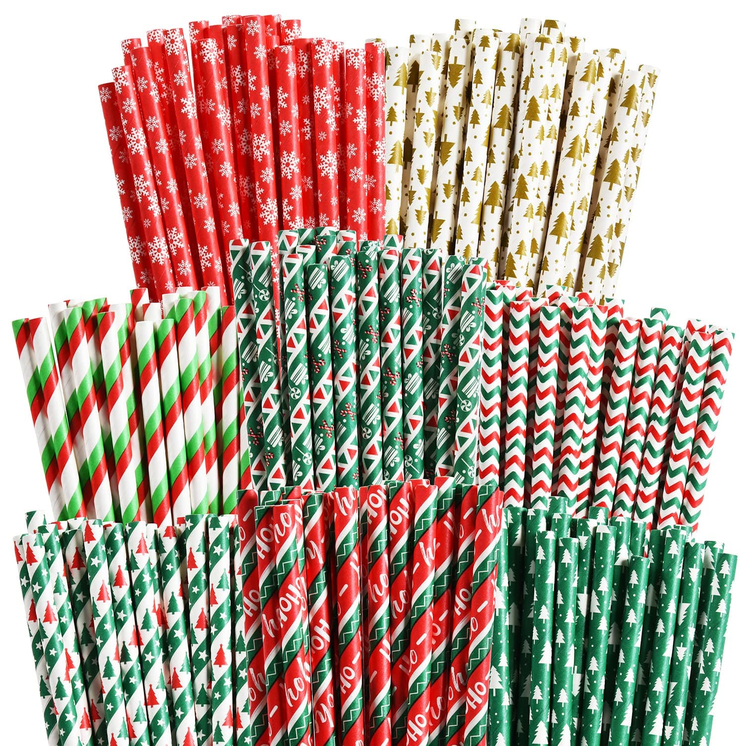 ALINK 200 Stück Weihnachts Papierstrohhalme, biologisch abbaubar, recycelbar, bunt, für Weihnachten, Geburtstag, Hochzeit, Partyzubehör 200 Pcs Angebot bei HelloDeals