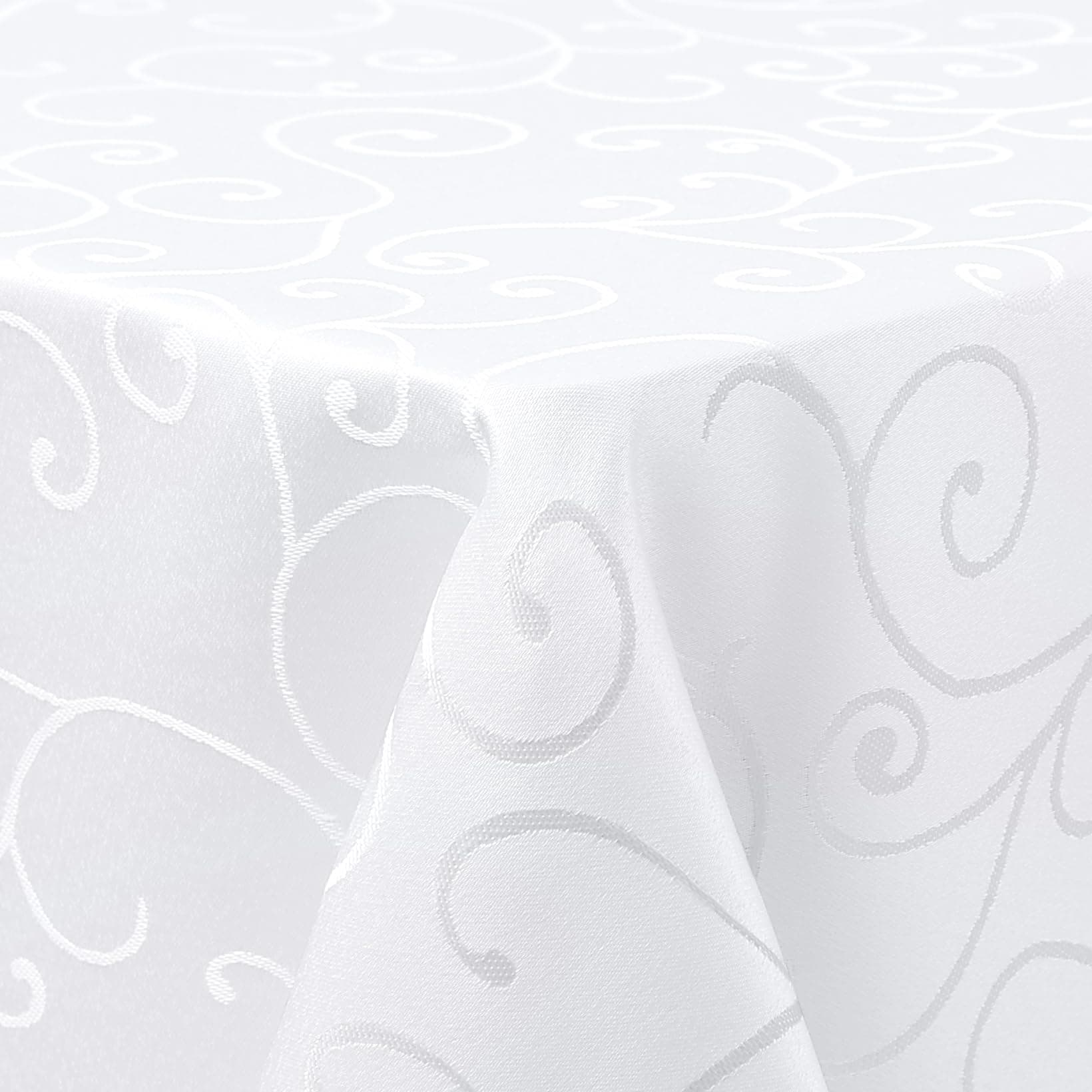 Homaxy Tischdecke Abwaschbar Rechteckig 140x240cm Polyester Tischtuch Tafeldecke Jacquard Tischwäsche Ornamente Schmutzabweisend Pflegeleicht, Weiß 140 x 240 cm (Rechteckig) Weiß Angebot bei HelloDeals