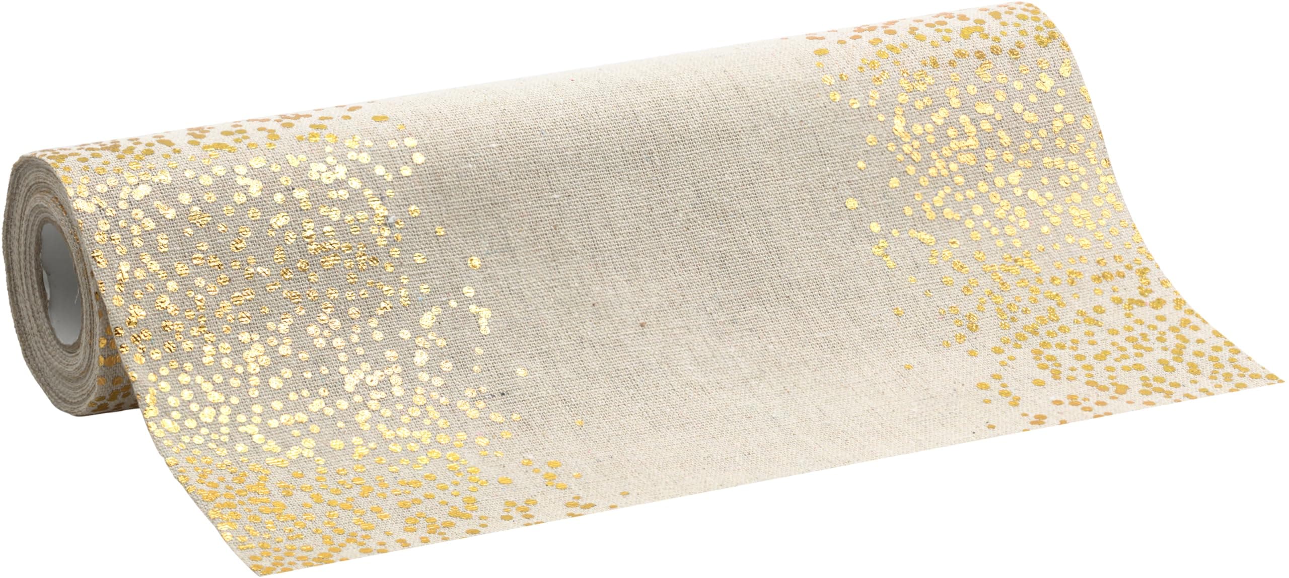 100%Mosel Tischläufer Leinenoptik Natur, Punkte in Gold, (28 cm x 5 m), Tischband, edle Tischdeko für Weihnachten & Adventszeit, Festliche Dekoration zu besonderen Anlässen Punkte Natur/Gold Angebot bei HelloDeals