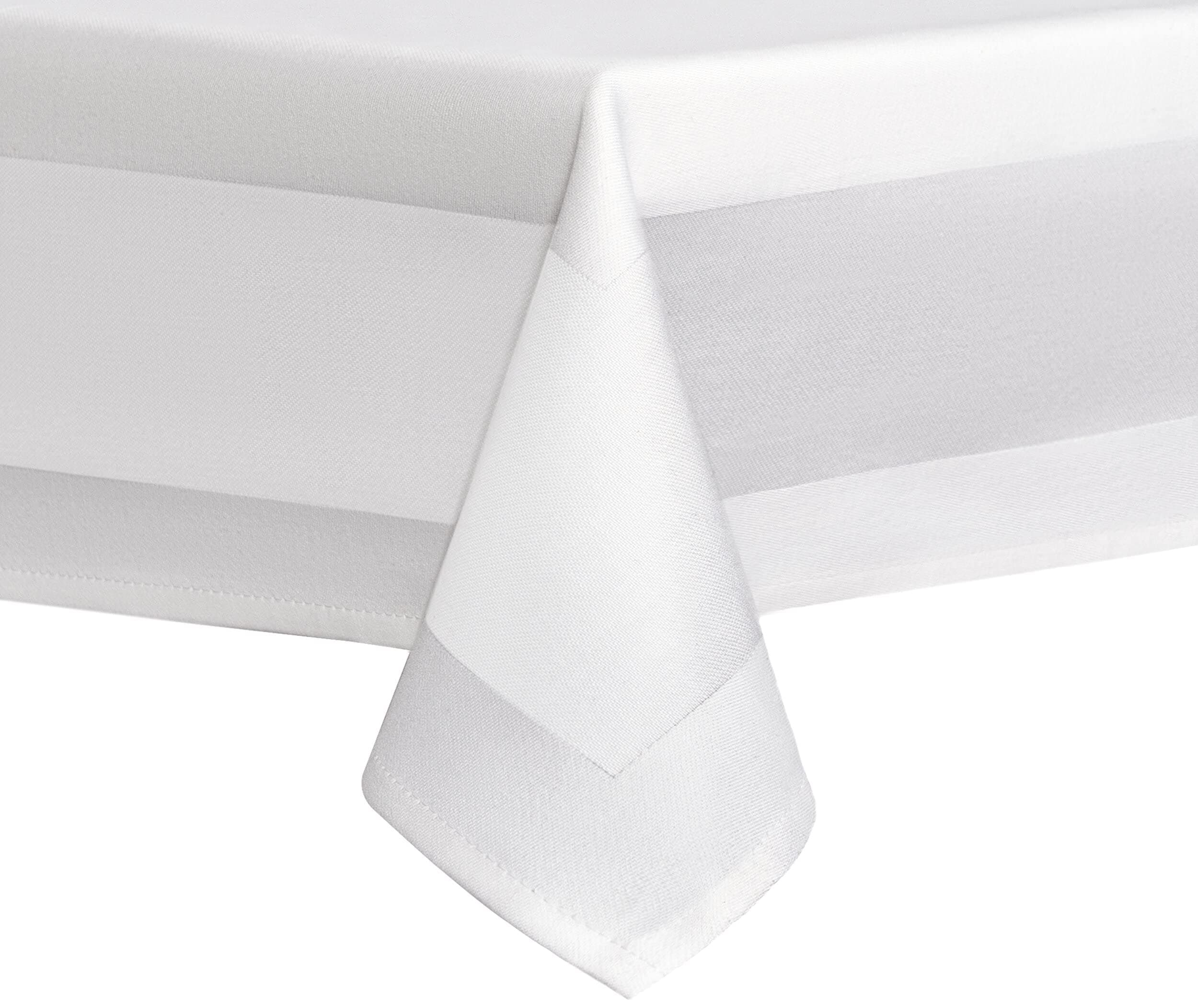 Damast Tischdecke aus 100% Baumwolle Gastro Edition Weiß Rechteckig 130 x 220 cm feinste Vollzwirn Qualität aus hochwertigem Ringgarn 220 x 130 cm (Rechteckig) Angebot bei HelloDeals