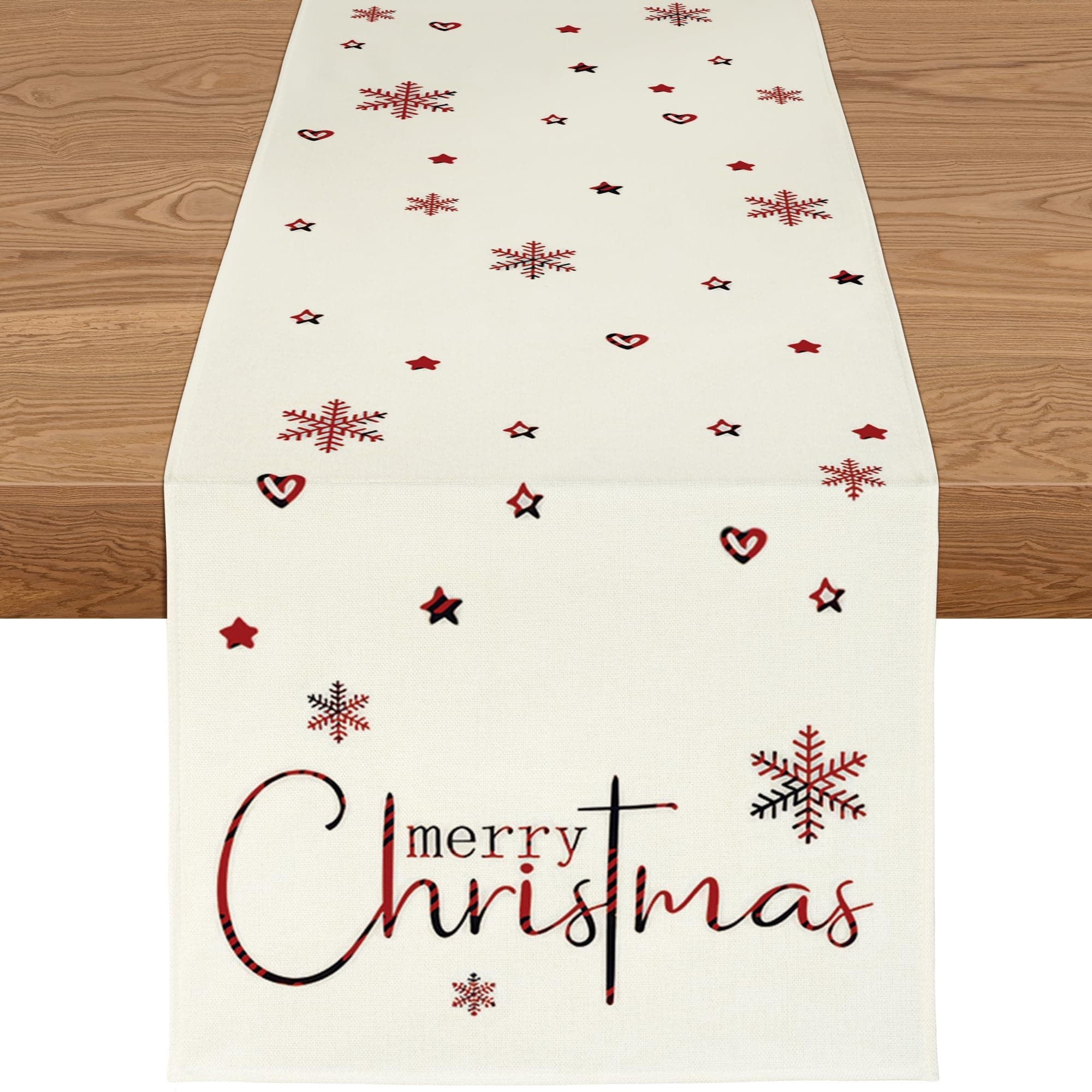 YCOLL Weihnachtsdeko Tisch Tischläufer Weihnachten Tischläufer Beige Winter Wasserabweisend Modern Weihnachtstischläufer für Drinnen und Draußen Party Küche Esstisch Dekoration Beige 40 x 140 cm, 1 Stück Angebot bei HelloDeals