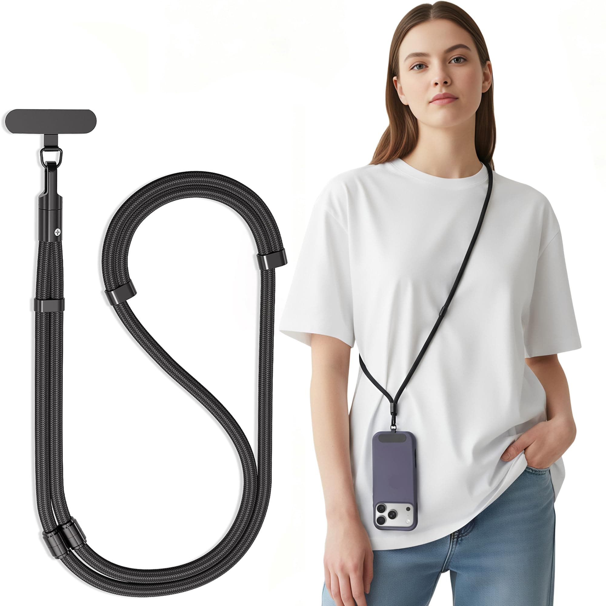 SURDOCA 3 in 1 Handykette Universal mit Tether Tab & Schlaufe, Verstellbares Anti-Diebstahl Handyband zum Umhängen, Hals & Handgelenk – geeignet für Handy, Kamera, Kopfhörer, USB-Sticks & Ausweise Schwarz Angebot bei HelloDeals