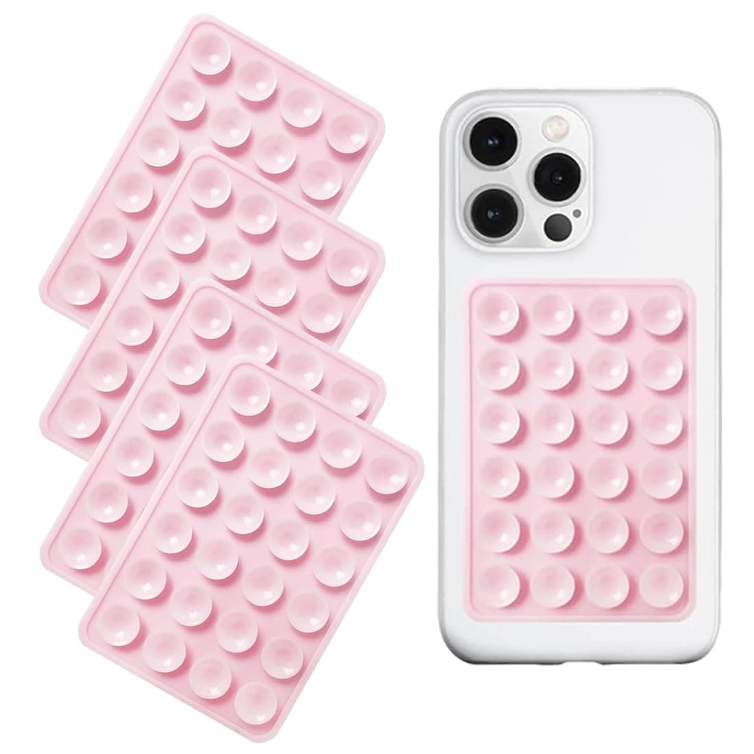 4 Stück Silikon-Handyhüllen mit Saugnapf,saugnapf handy,freihändiges Fidget-Spielzeug, Spiegel, Dusch-Handyhalterung, Tiktok-Videos und Selfies (Hellrosa) Angebot bei HelloDeals