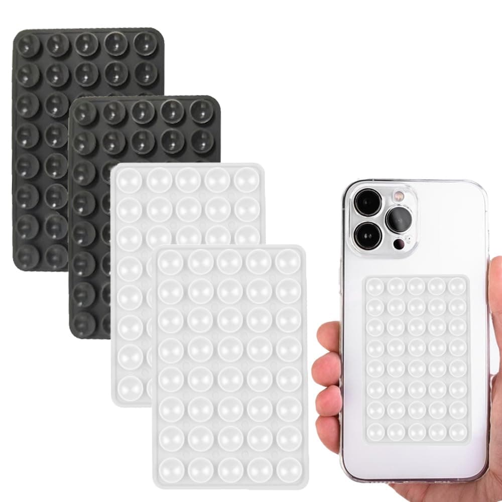 4 Stück Silikon Handy Saugnapf Halterung Doppelseitig, Freihändig Sticky Silikon Saugnapf Handyhülle für Selfies & Videos, Saugnäpfe Handyhalter für Alle Handy Modelle,Transparent & Schwarz Angebot bei HelloDeals