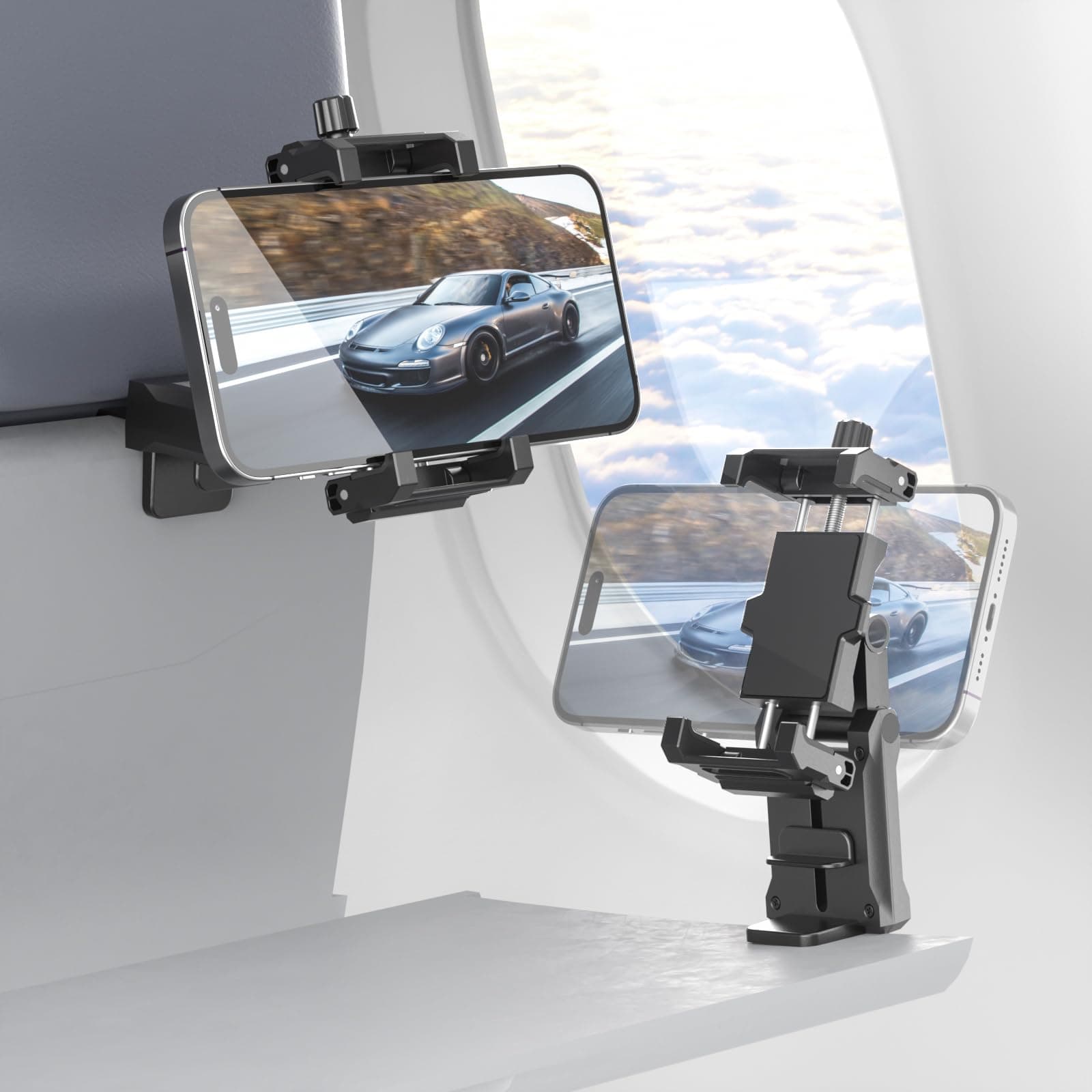 KDD Handyhalterung Flugzeug, Tragbare Handyhalterung für Flugzeug & Schreibtisch Handyständer mit 360° Drehung, Universal Reise Gadgets Flugzeug Handyhalter, Travel Essentials für iPhone Samsung Angebot bei HelloDeals