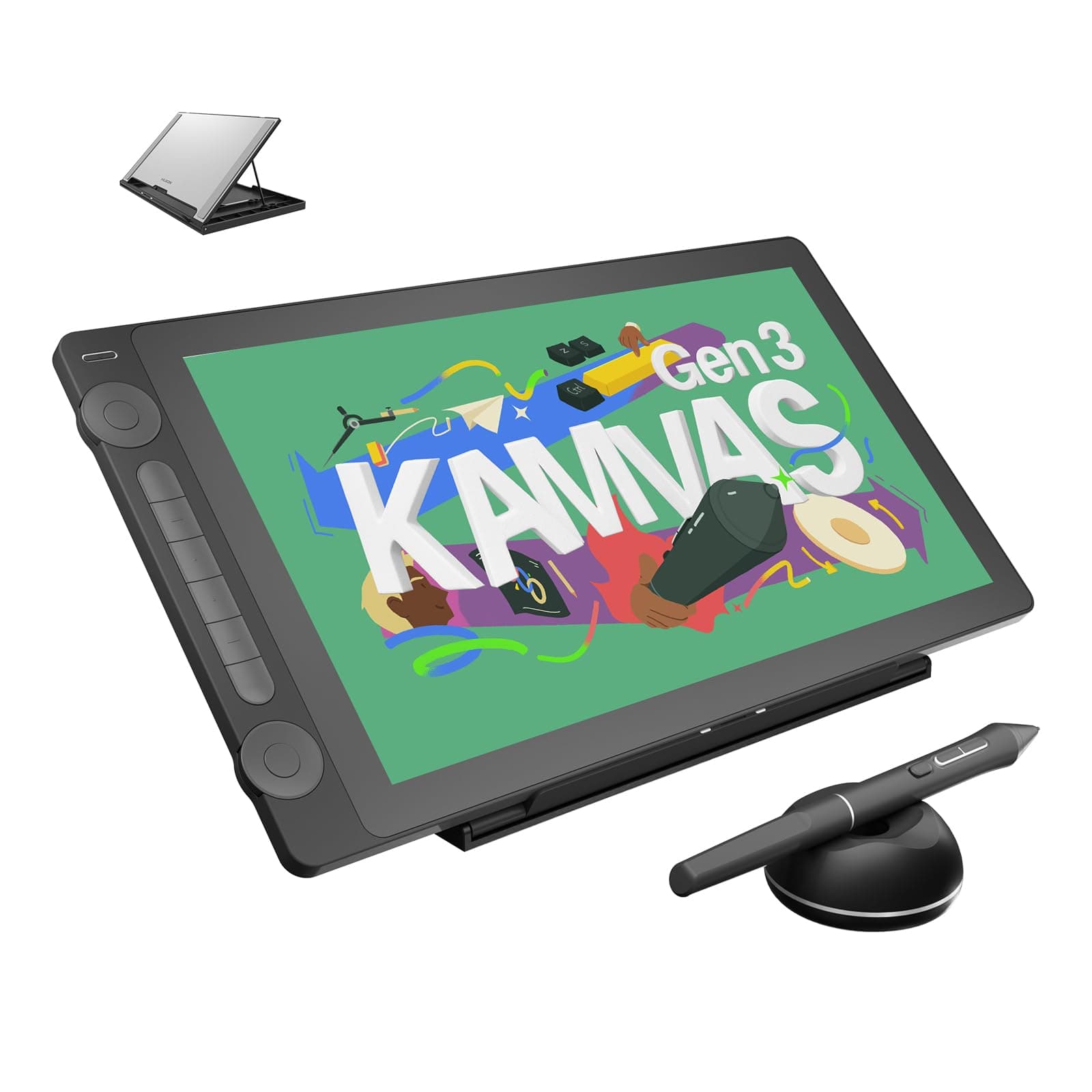 HUION Kamvas 16 Gen 3 2,5K QHD Grafiktablett mit Display, 15,8 Zoll Zeichentablett mit Entspiegeltem Geätztem Glas, 99% sRGB, PenTech 4.0, 16384 Stiftdruck, Zwei Wählscheiben für Mac, PC, Android Kamvas 16 Gen 3(15,8 Zoll) Angebot bei HelloDeals