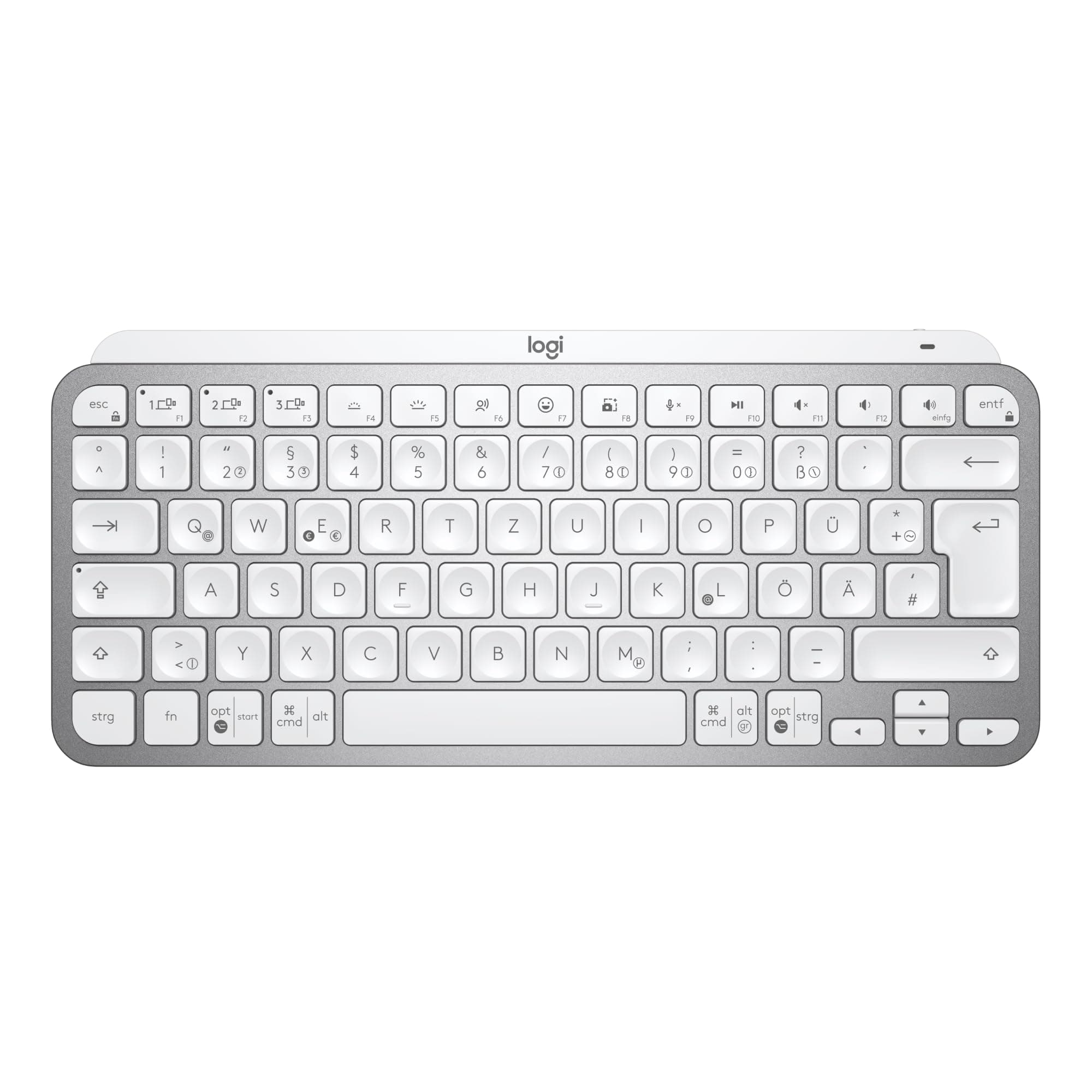 Logitech MX Keys Mini Kabellose Tastatur, Kompakt, Bluetooth, Hintergrundbeleuchtung, USB-C, Kompatibel mit Apple macOS, iOS, Windows, Linux, Android, Metallgehäuse - Hellgrau Angebot bei HelloDeals