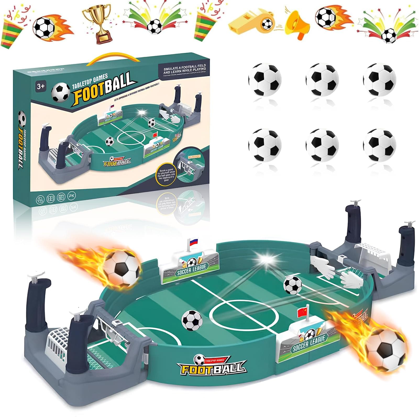 Interaktives Tischfußballspiel Kinder mit 6 Fußbälle Mini Tischkicker Fussball Geschenke Jungen Familienfreundliches Tischfußball Spielzeug Angebot bei HelloDeals