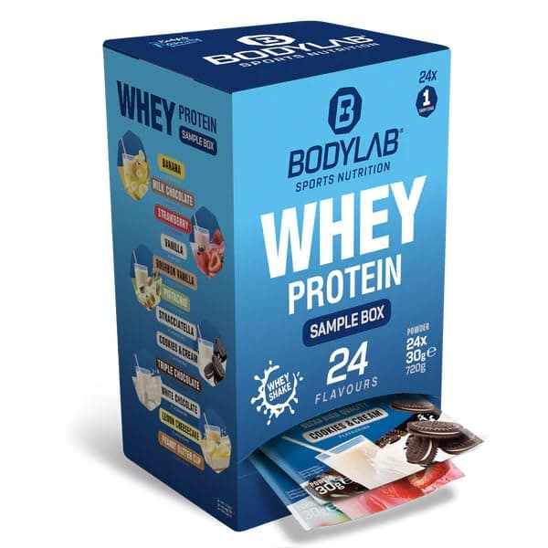 Bodylab24 Whey Protein Adventskalender 2025, Fitness Adventskalender mit 24 verschiedenen Whey Sorten, bis zu 80% Eiweiß, limitierte Sample Box Whey Protein 24 Stück (1er Pack) Angebot bei HelloDeals