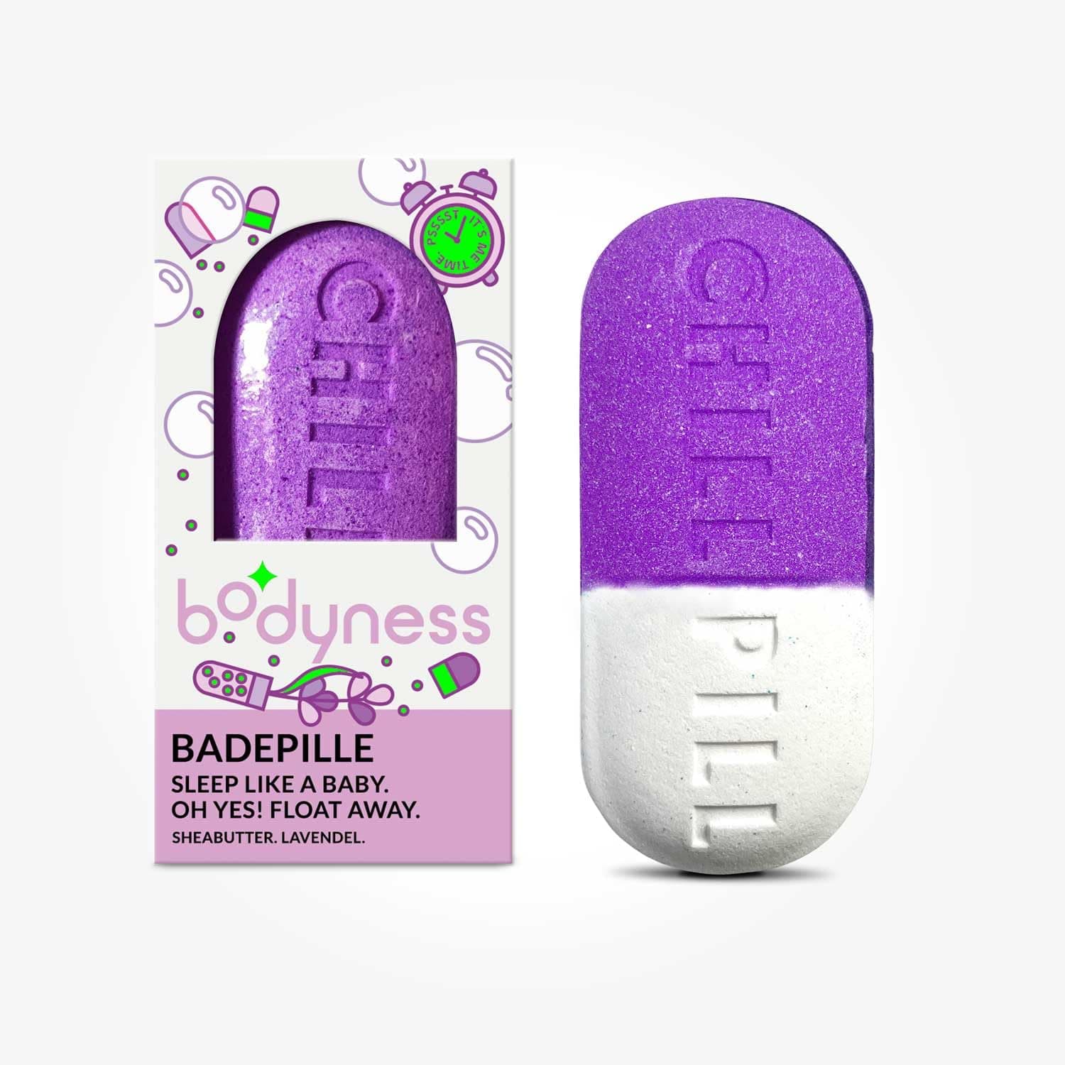 Bath Bomb Chill Pill - Badebombe in Pillenform, Badekugel für Hautpflege und Entspannung mit Aroma, 70g Lavendel 1x Badebombe Angebot bei HelloDeals