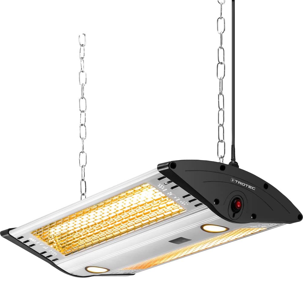 TROTEC Deckenheizstrahler Infrarot IR 2000 C – Heizleistung 1000 W / 2000 W – Terrasse, Integrierte LED-Spots, inkl. Fernbedienung Angebot bei HelloDeals