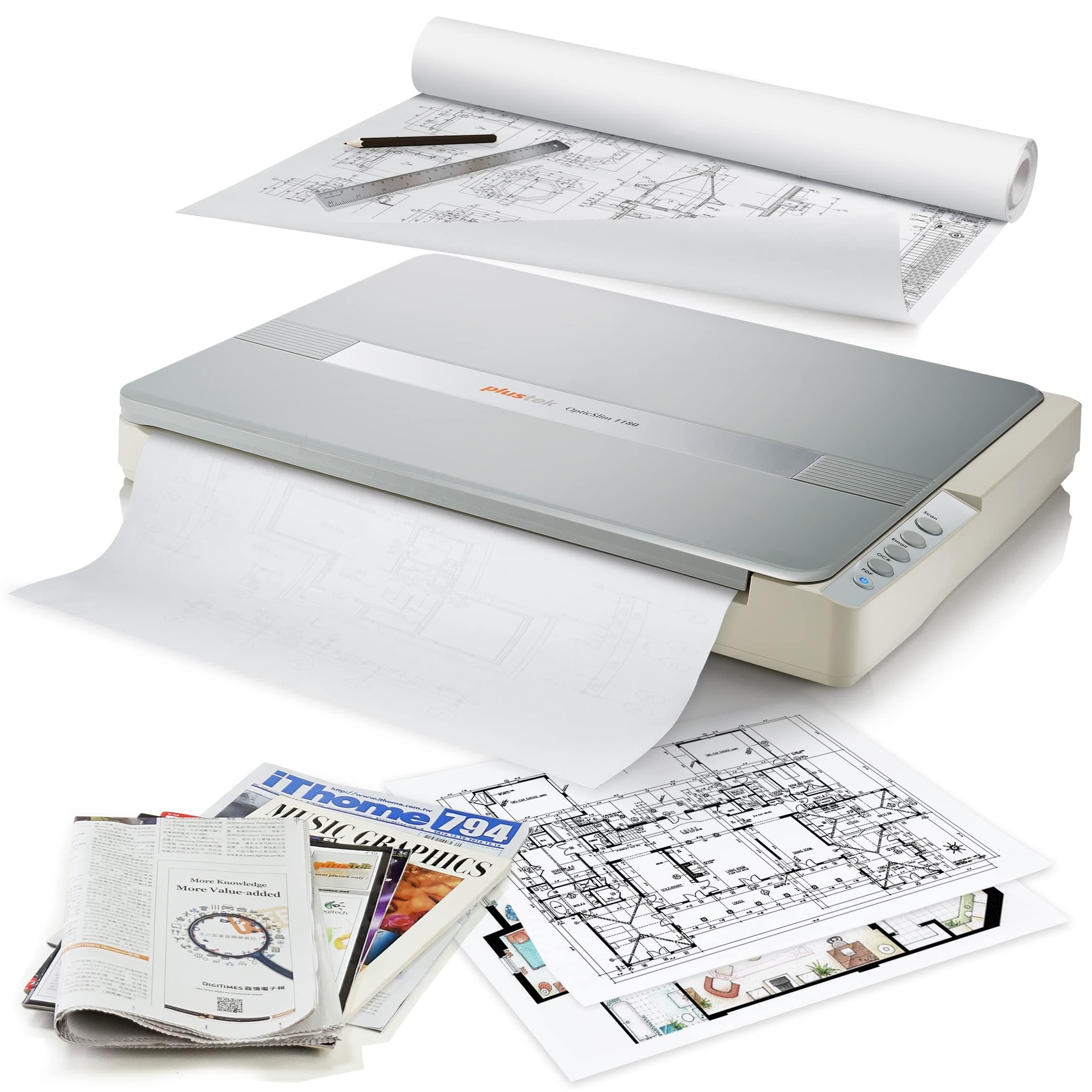 plustek OS1180 Flachbettscanner für A3-Grafiken und Dokumente – entworfen für Bibliotheken, Schulen oder kleine Büros – Scannen Sie A3-Dokumente in 9 Sekunden Angebot bei HelloDeals
