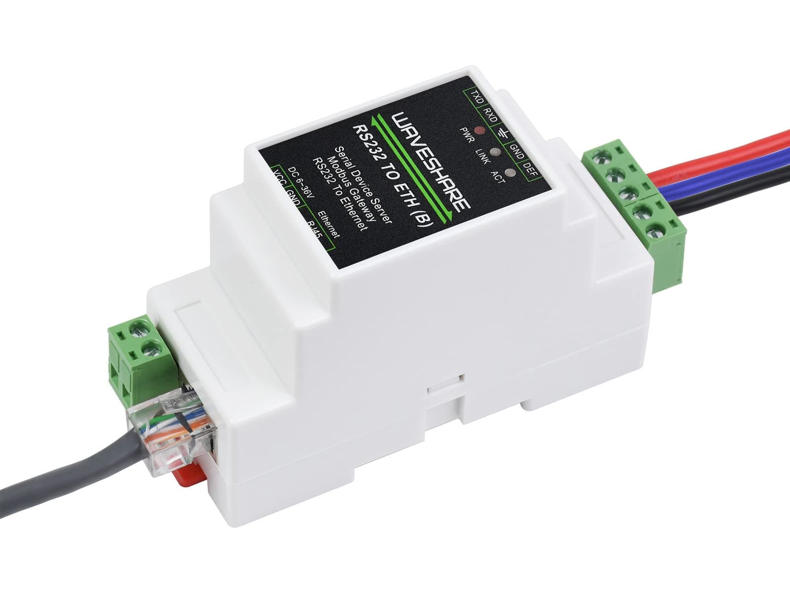 Waveshare Industrial Serial Server, RS232 to RJ45 Ethernet, TCP/IP to Serial, Rail-Mount Support Angebot bei HelloDeals