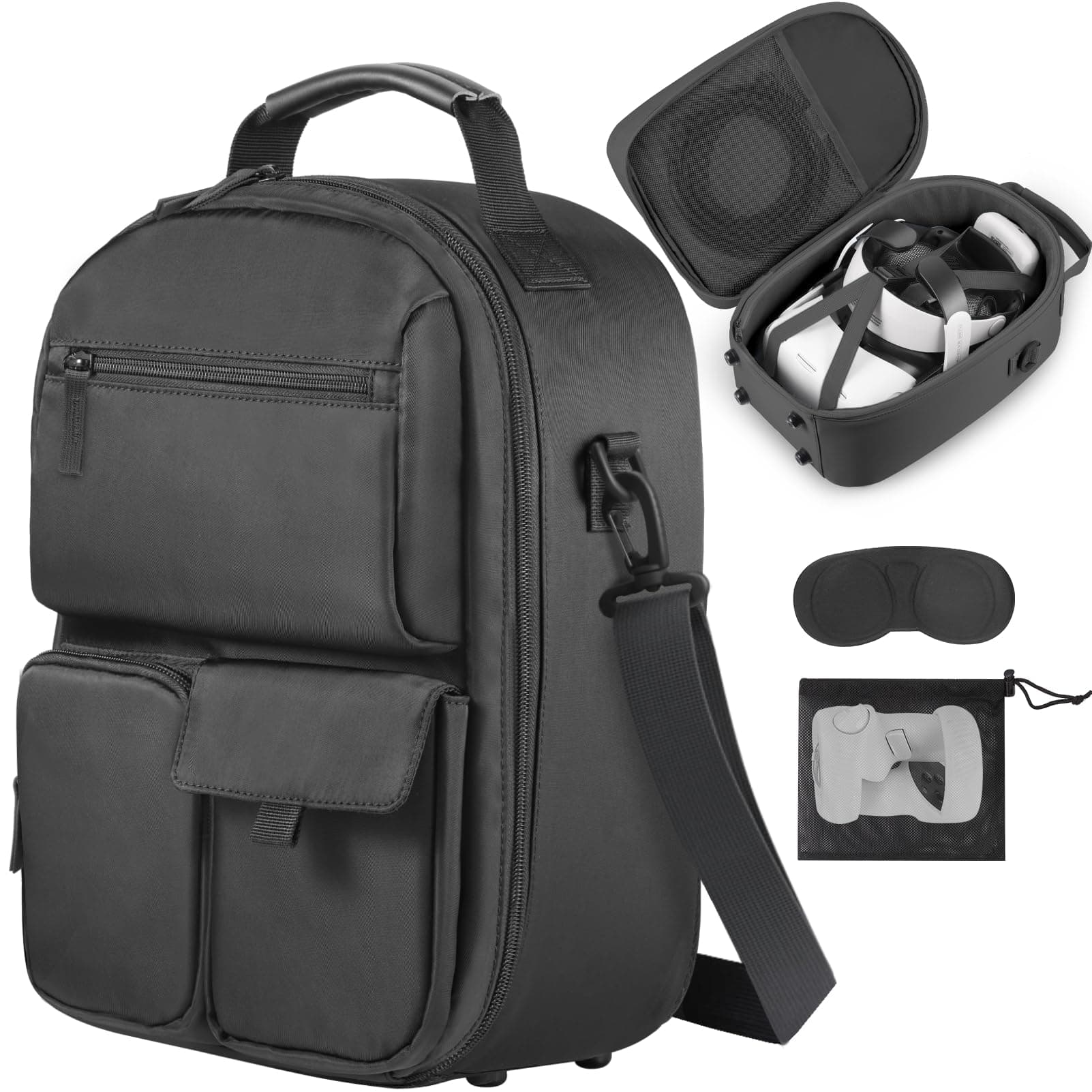 FOREGOER Groß Tragetasche für Meta Quest 3/Quest 3S/Oculus Quest 2 mit Elite Strap, Touch Controllern und anderem VR Zubehör, Harte Case für Oculus Quest 3 Zubehör, VR All-in-One Gaming Headset Schwarz Angebot bei HelloDeals