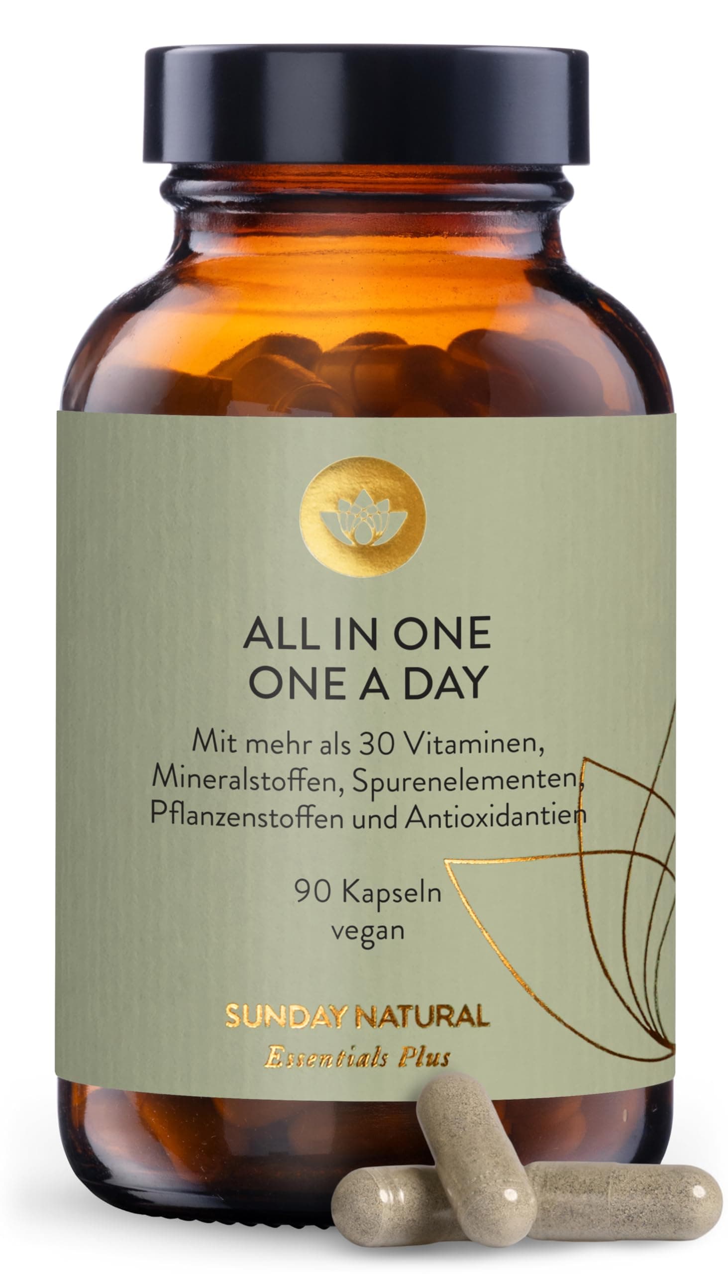 SUNDAY NATURAL® Multivitamin Komplex - All in One – Premium Rundum-Versorgung mit nur 1 Kapsel: 30 A-Z Vitamine, Mikronährstoffe – 90 vegane Vitamin Kapseln - Laborgeprüft und Ohne unnötige Zusätze Angebot bei HelloDeals
