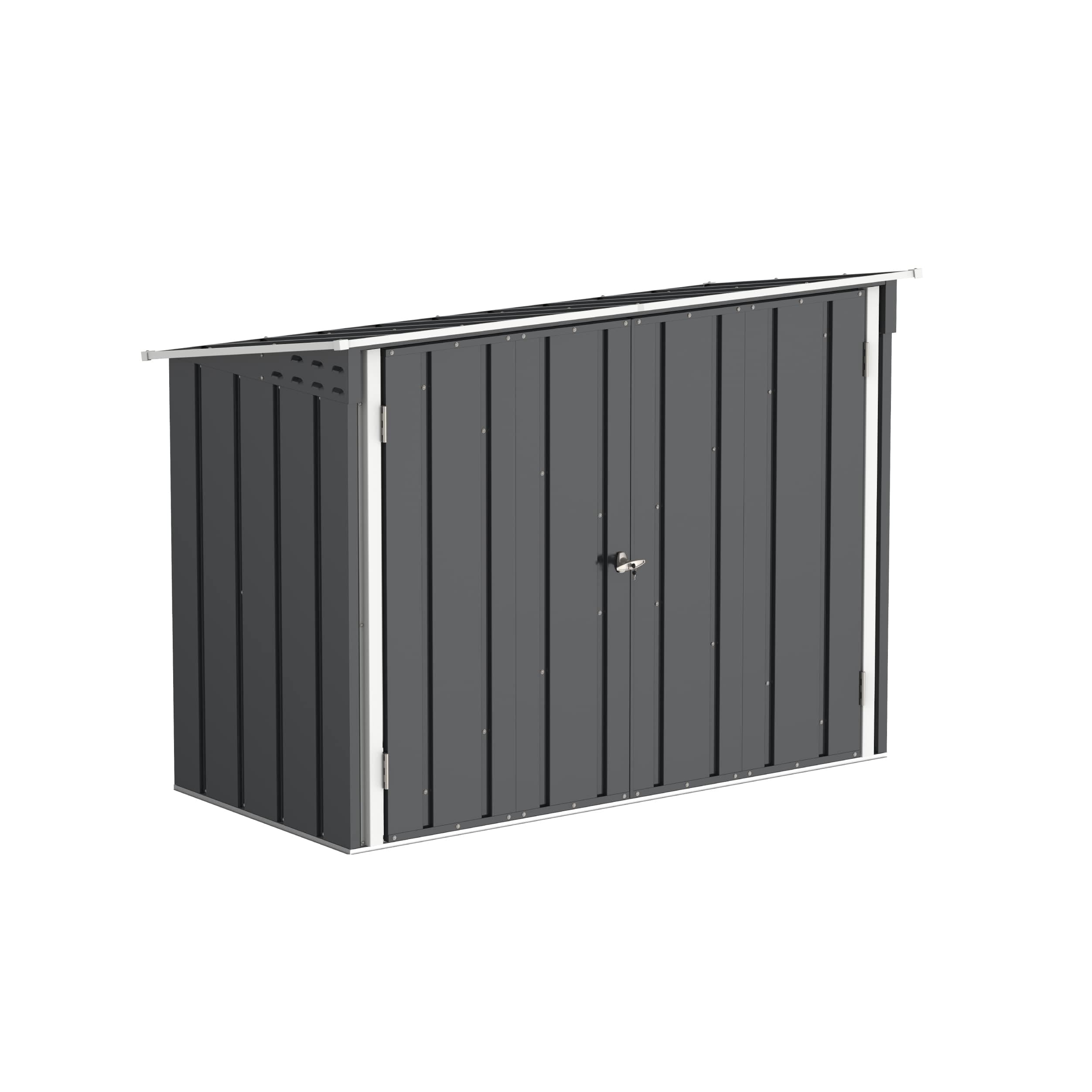 Duramax Fahrradschuppen für 2, Fahrradgarage mit komplett breiten, abschließbaren Doppeltüren, Lagerschuppen aus Metall, Gartenschuppen Fahrräder, Fahrradaufbewahrung, fahrradbox, Anthrazit Angebot bei HelloDeals
