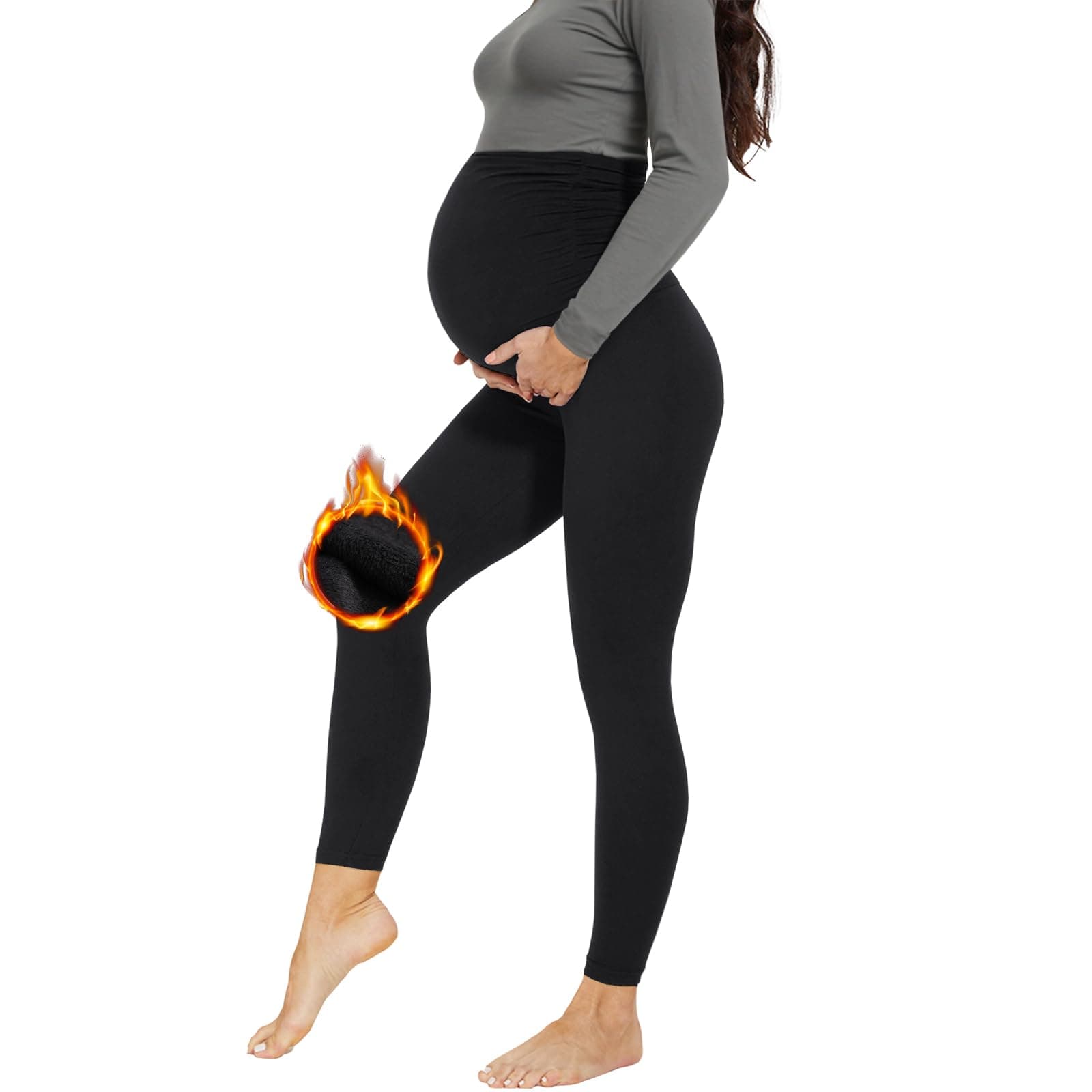 Damen Umstandsleggings High Waist Schwangerschaftsleggings Blickdicht Umstandshose Freizeithose Stretch Umstandsmode für Schwangere Lang Schwarz mit Fleece M Angebot bei HelloDeals