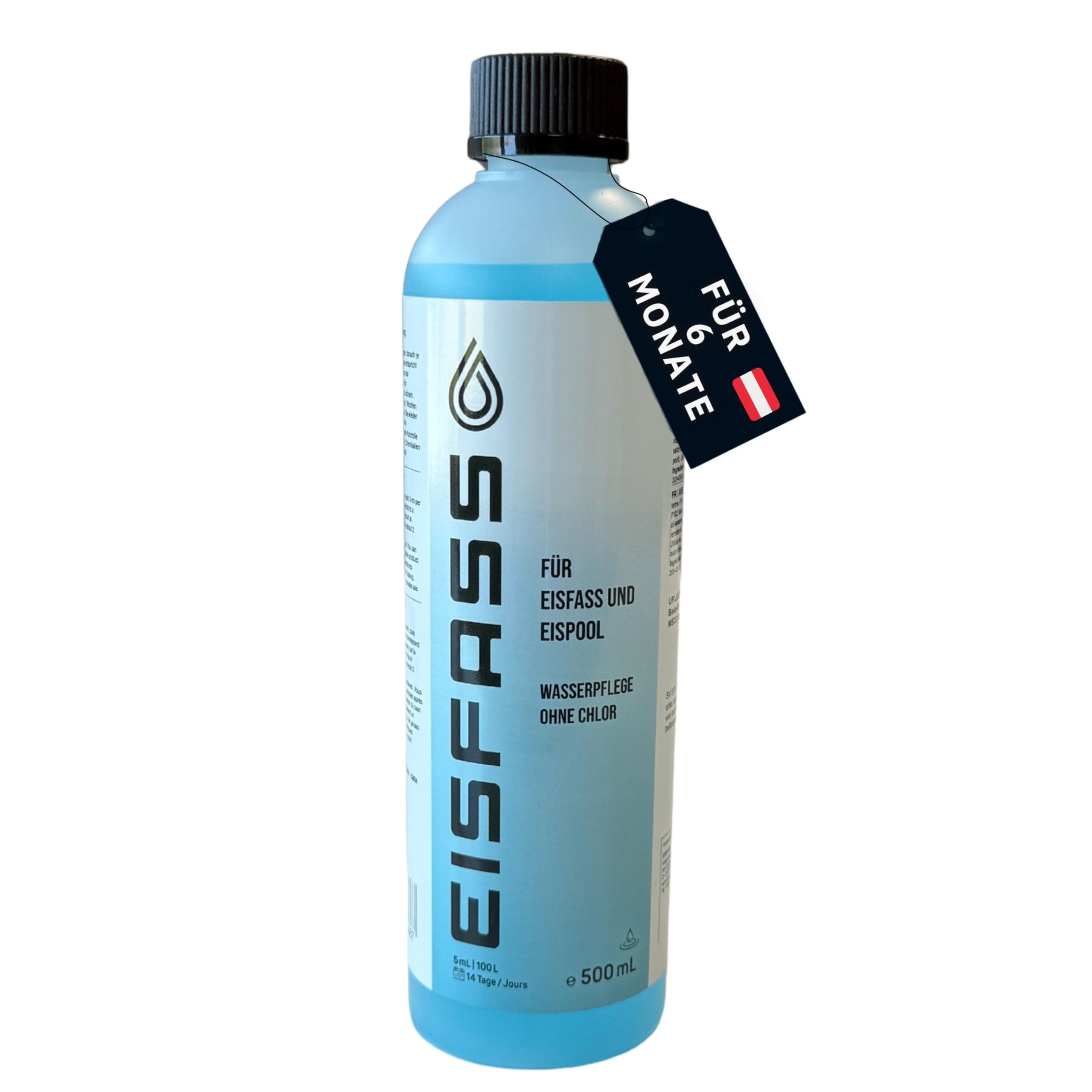 Eisfass® Wasserpflege ohne Chlor 500ml für Mini Pool - Planschbecken - Eispool zum Eisbaden Sehr geringer Verbrauch - Hält ca. 6 Monate eine Flasche Angebot bei HelloDeals