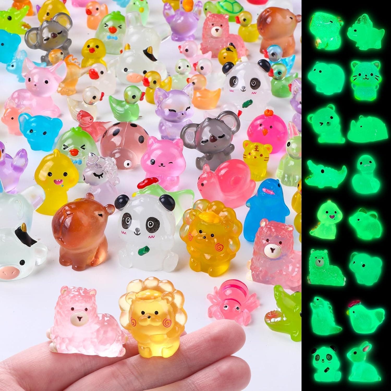 60 Stück Mini Harz Tiere, Mini Leuchtende Figuren Bunte Kleine Tierfiguren Winzige Tiere Leuchtend für Gartendeko DIY Micro Landschaft Szenen Heimdekorationen Angebot bei HelloDeals