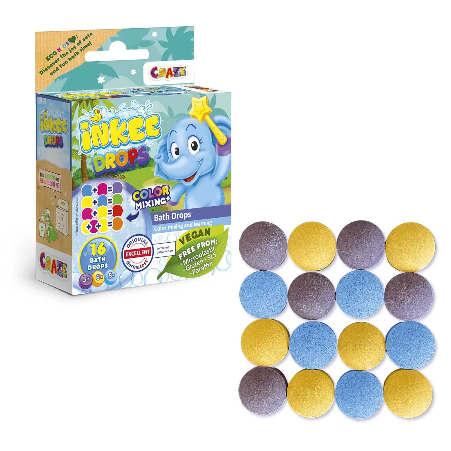 CRAZE INKEE Bath Drops - Badetabletten zum Farben Lernen, Badefarben für Kinder Badewanne - Badekugeln Kinder in Magenta, Gelb und Blau 43943, 1 Stück (1er Pack) Inkee Drops 1 stück (1er Pack) Angebot bei HelloDeals