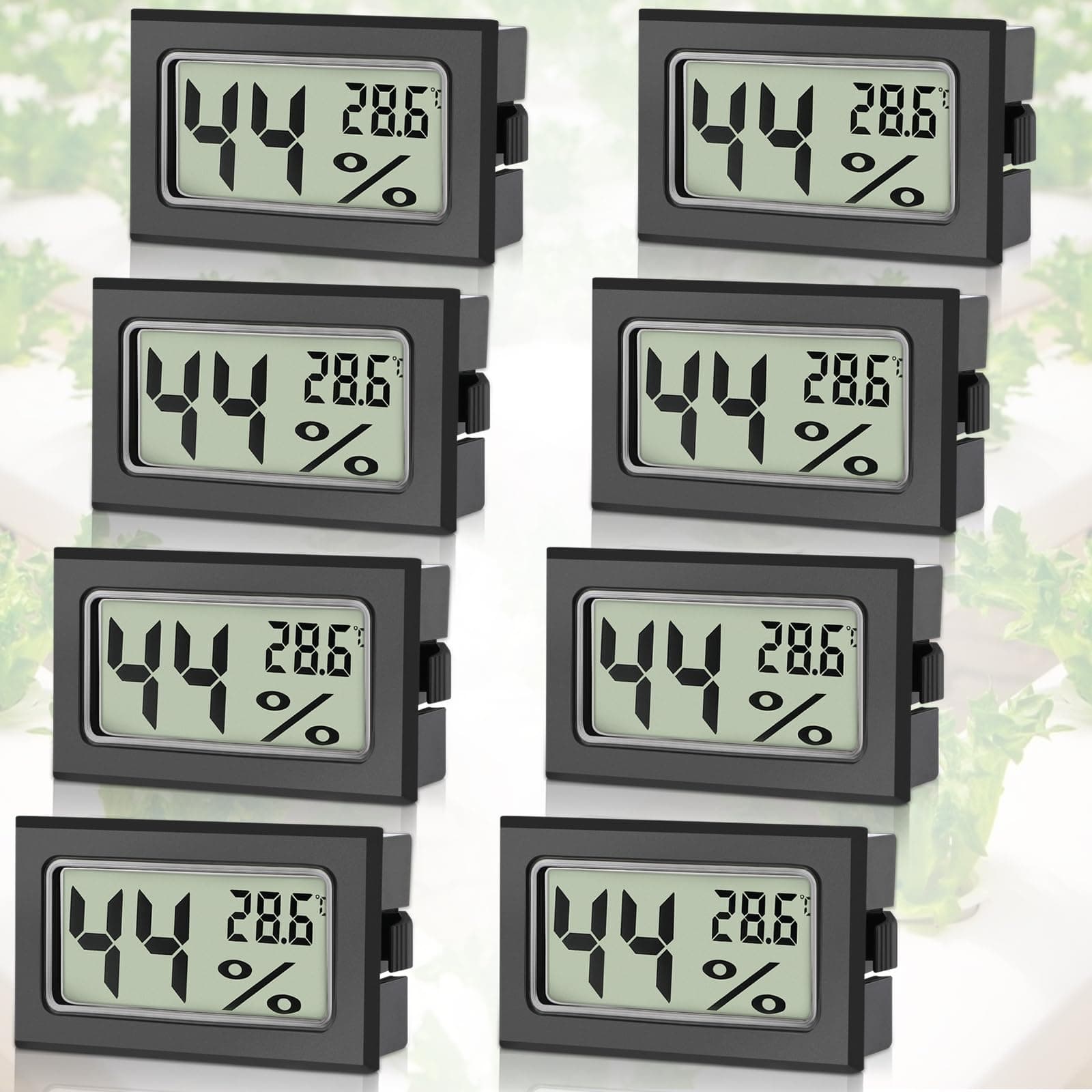 8 Stück Mini Hygrometer Digital, Hygrometer Mini mit Celsius -50°C~+70°C, Luftfeuchtigkeitsmesser Inklusive Batterien, Moderne Messtechnik, Thermo Hygrometer für Innenräume (Schwarz) Angebot bei HelloDeals