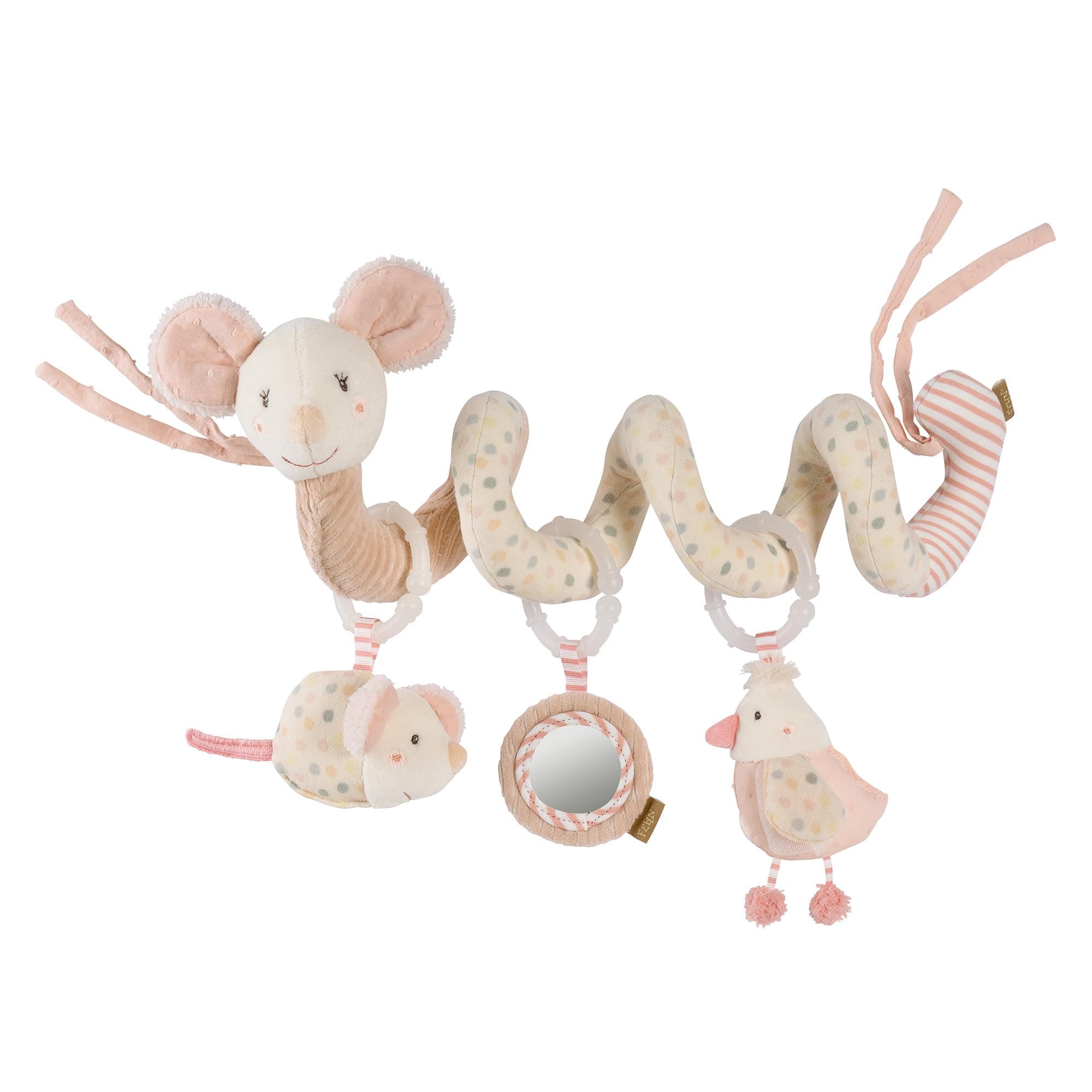 Fehn Activity-Spirale Maus – Motorikspielzeug mit Lernfunktionen zum Tasten, Fühlen, Spielen – Stoff-Spirale fördert Greifen, Tastsinn & Motorik – für zuhause & unterwegs, für Babys ab Geburt Angebot bei HelloDeals