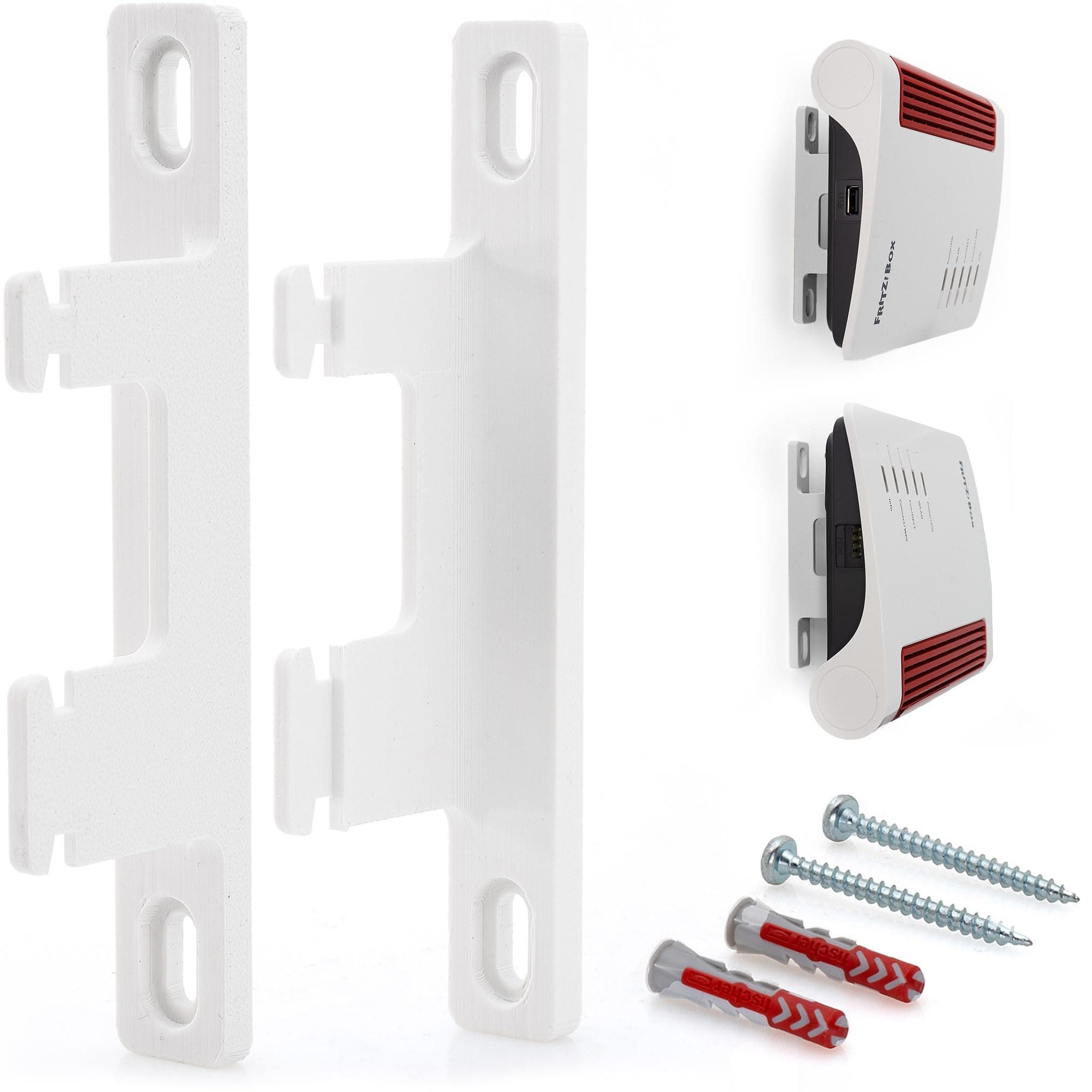 Wandhalterung für Fritzbox 7690 7590 AX 7530 7510 5590 5530 6660 6890 6850 Fritz Box 7590 AX | Halterung - zwei Stück inkl. Befestigungsmaterial Schrauben und Dübel V2 Angebot bei HelloDeals