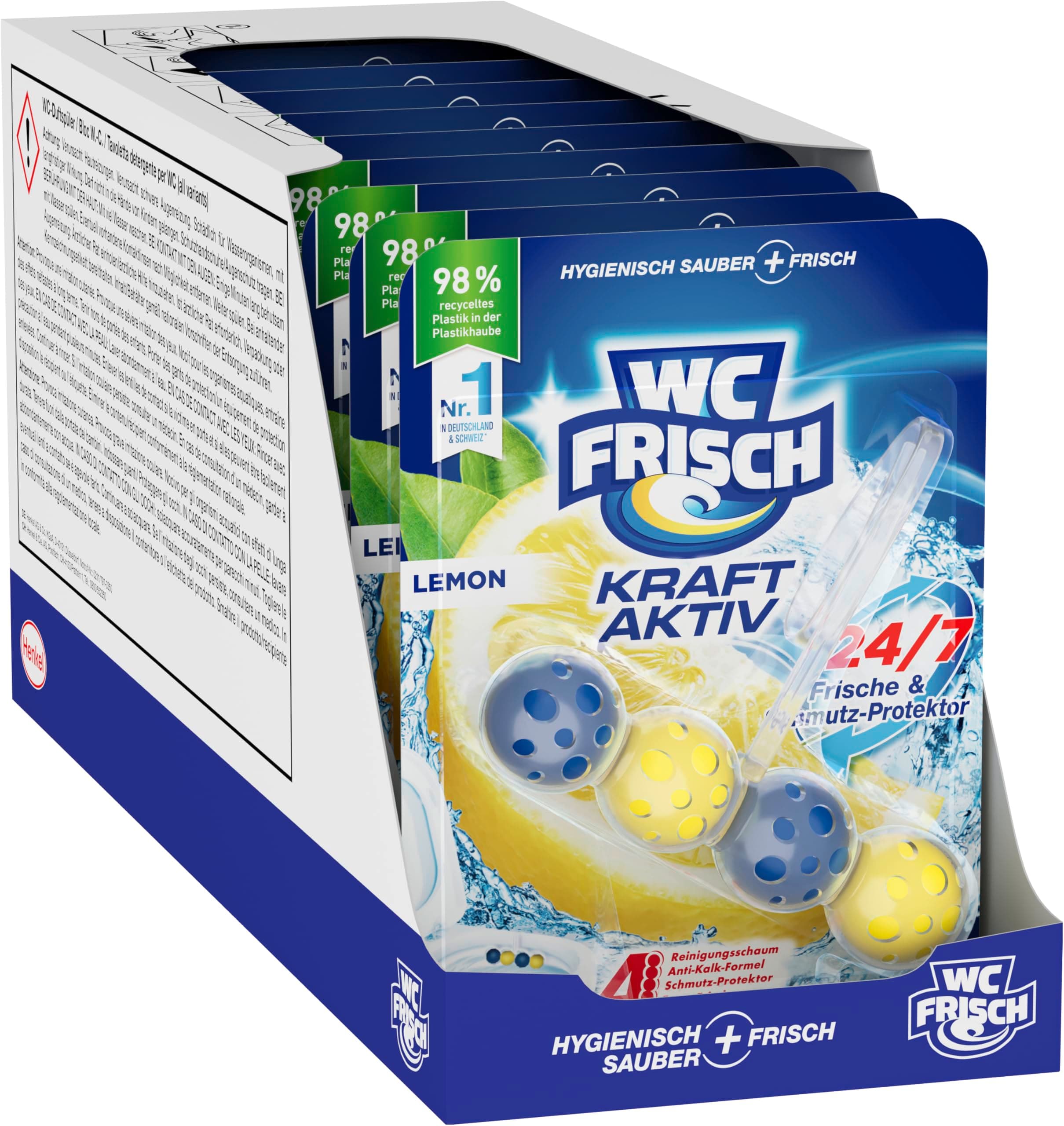 WC Frisch Kraft Aktiv Duftspüler Lemon (10er Pack), WC Reiniger sorgt für Reinigung bei jeder Spülung, Duftsteine für langanhaltend frischen WC Duft Zitrone 50 g (10er Pack) Angebot bei HelloDeals