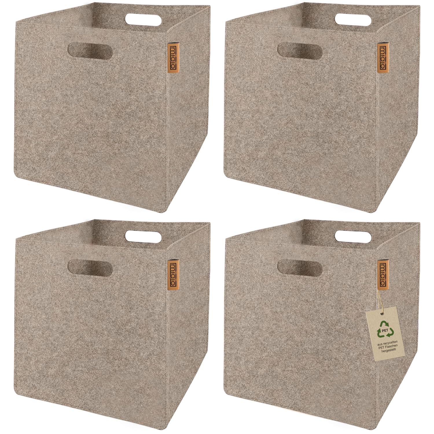 Miqio® Design Aufbewahrungsbox Filz 4er Set | 30x30x30 cm | Organizer Faltbox | Aufbewahrungskorb | Regalbox Kallax Einsatz | Beige 4er Set Beige Angebot bei HelloDeals