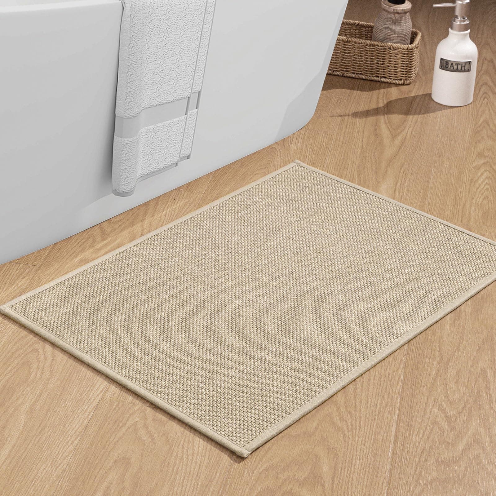 chakme Badezimmerteppich 43 x 61 cm rutschfeste Badematte mit Gummi Rückseite Badteppich rutschfest waschbar Badvorleger Bad Teppich Badezimmer Duschvorleger Beige 43x61cm Beige Angebot bei HelloDeals