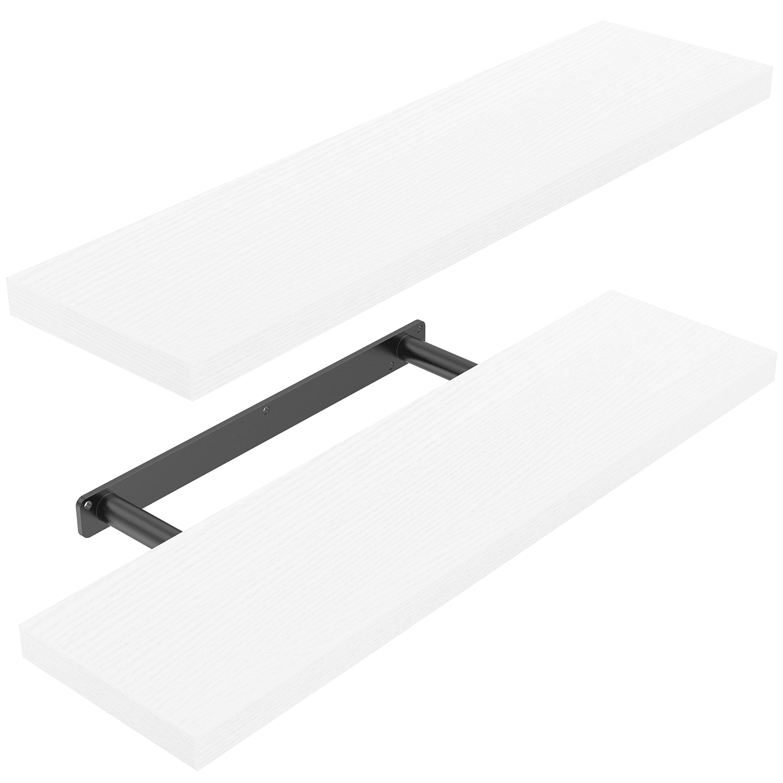 STOREMIC Wandregal, regal weiß wand 60cm, Leicht zu montieren Regalbrett 2er-Set, Moderne dekorative Schweberegal für Schlafzimmer, Küche, Büro, Wohnzimmer, weiß Angebot bei HelloDeals