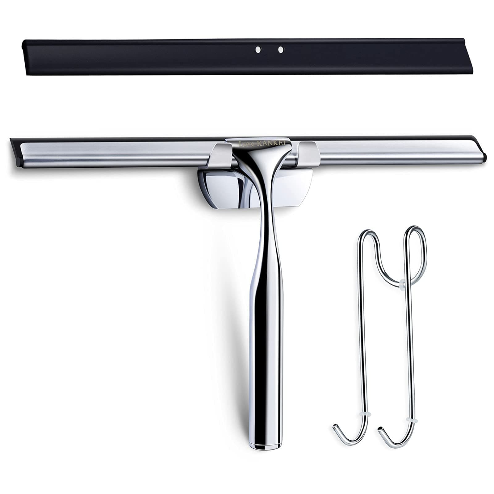 Love-KANKEI Duschabzieher Edelstahl Fensterabzieher Duschwischer mit Gummilippe, Inkl. 1 Ersatzlippe und 1 Haken 25cm Angebot bei HelloDeals
