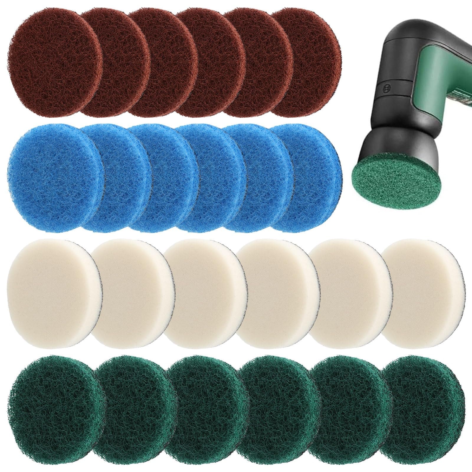 24 Stück Aufsatz für Bosch Universal Brush, Elektrische Reinigungsbürste mit Bosch Home and Garden 6033 Akku 6X Schaumstoffpad, 6X Küchenpad, 6X Hochleistungspad, 6X Mikrofaserpad Angebot bei HelloDeals